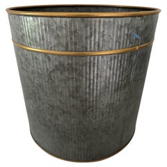 Large Gustavian Style Gilt Metal Accent Waste Basket