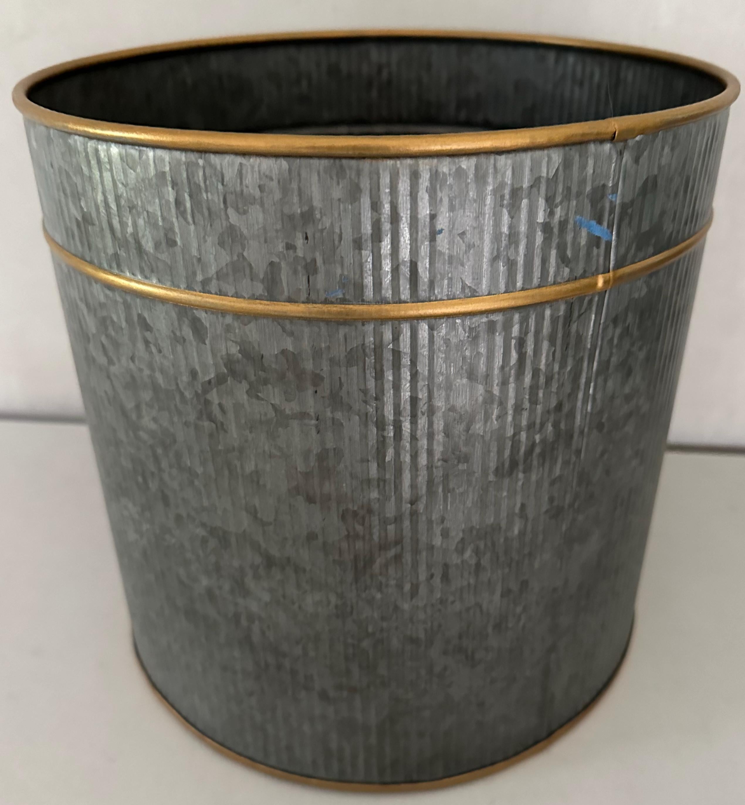 Large Gustavian Style Gilt Metal Accent Waste Basket  In New Condition For Sale In Sheffield, MA
