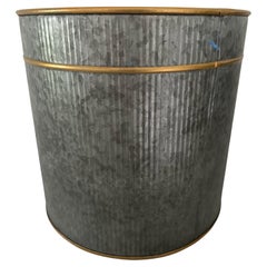 Large Gustavian Style Gilt Metal Accent Waste Basket 