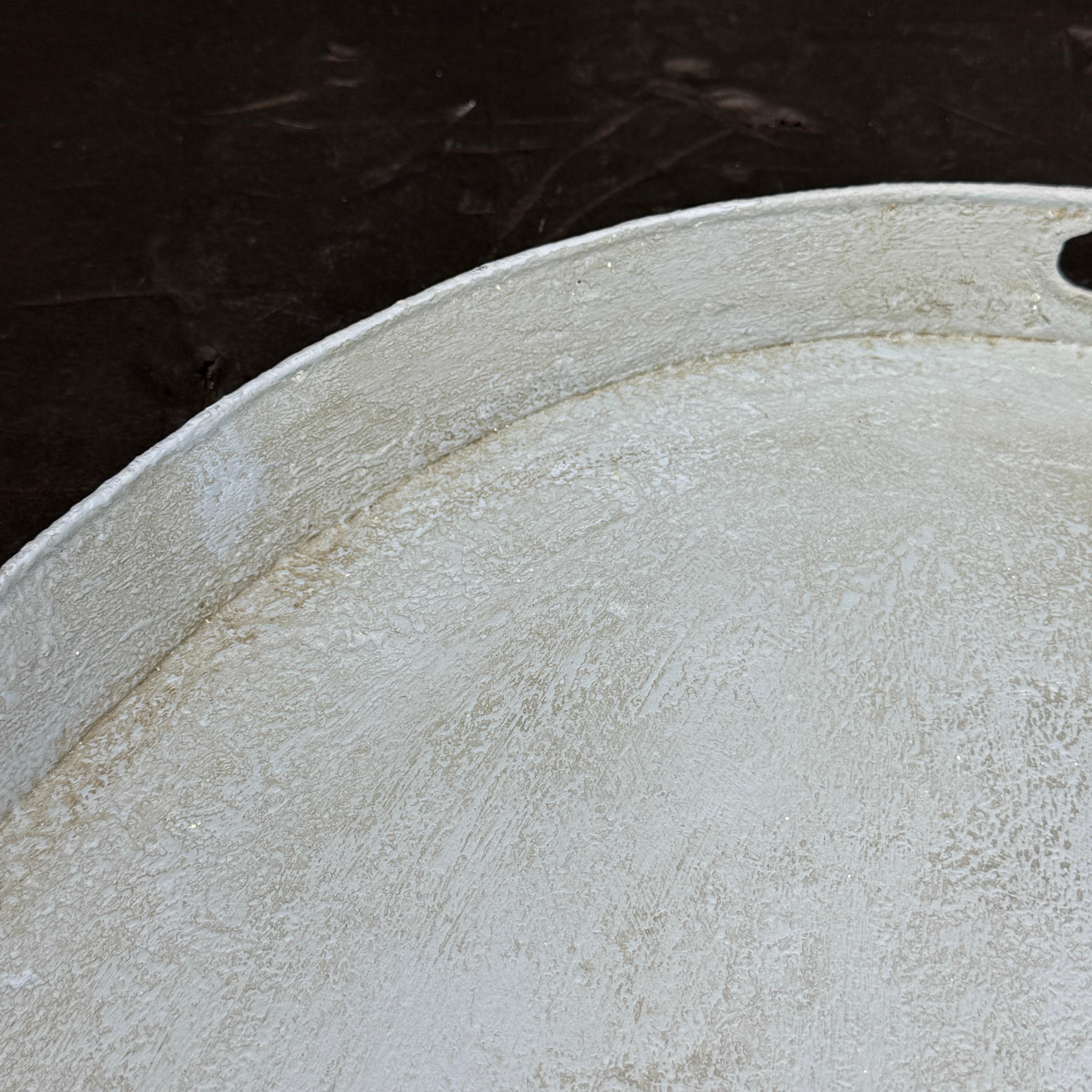 Large Gustavian Style Oval Blue Painted Tole Tray with Handles For Sale 7