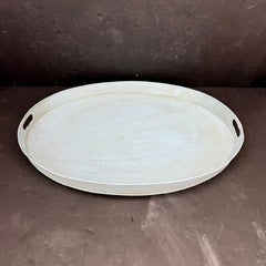 Großes ovales blau bemaltes Zinntablett im Gustavianischen Stil mit Griffen