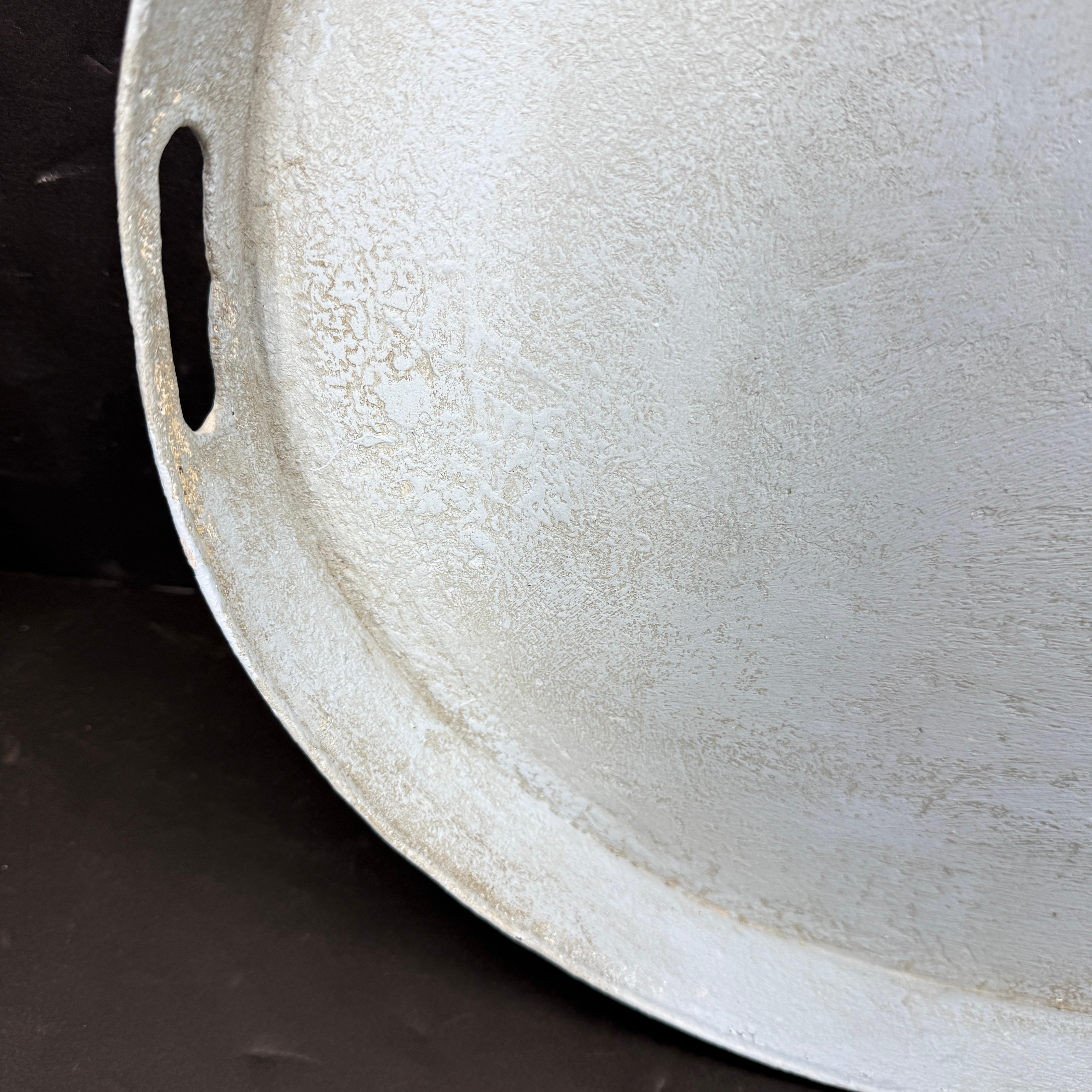 Large Gustavian Style Oval Blue Painted Tole Tray with Handles For Sale 1