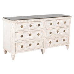 Large Gustavian White Chest of Six Drawers, Sweden circa 1860-80