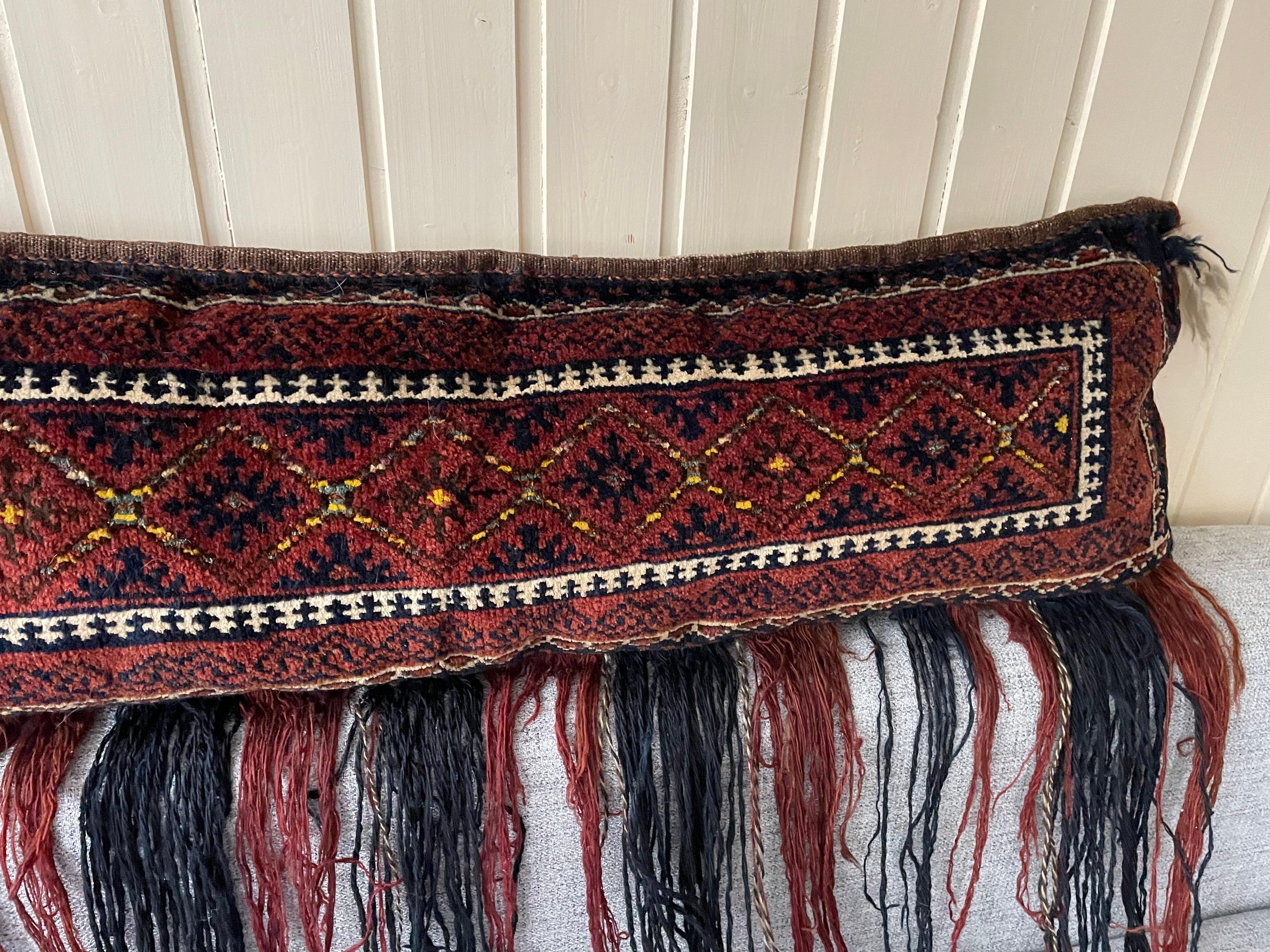 Hand-Knotted Large Gypsy Oriental Salt Bag or Rug Embroidery Pillow For Sale