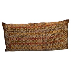 Grand coussin de broderie de tapis ou sac à sel turc oriental gitan