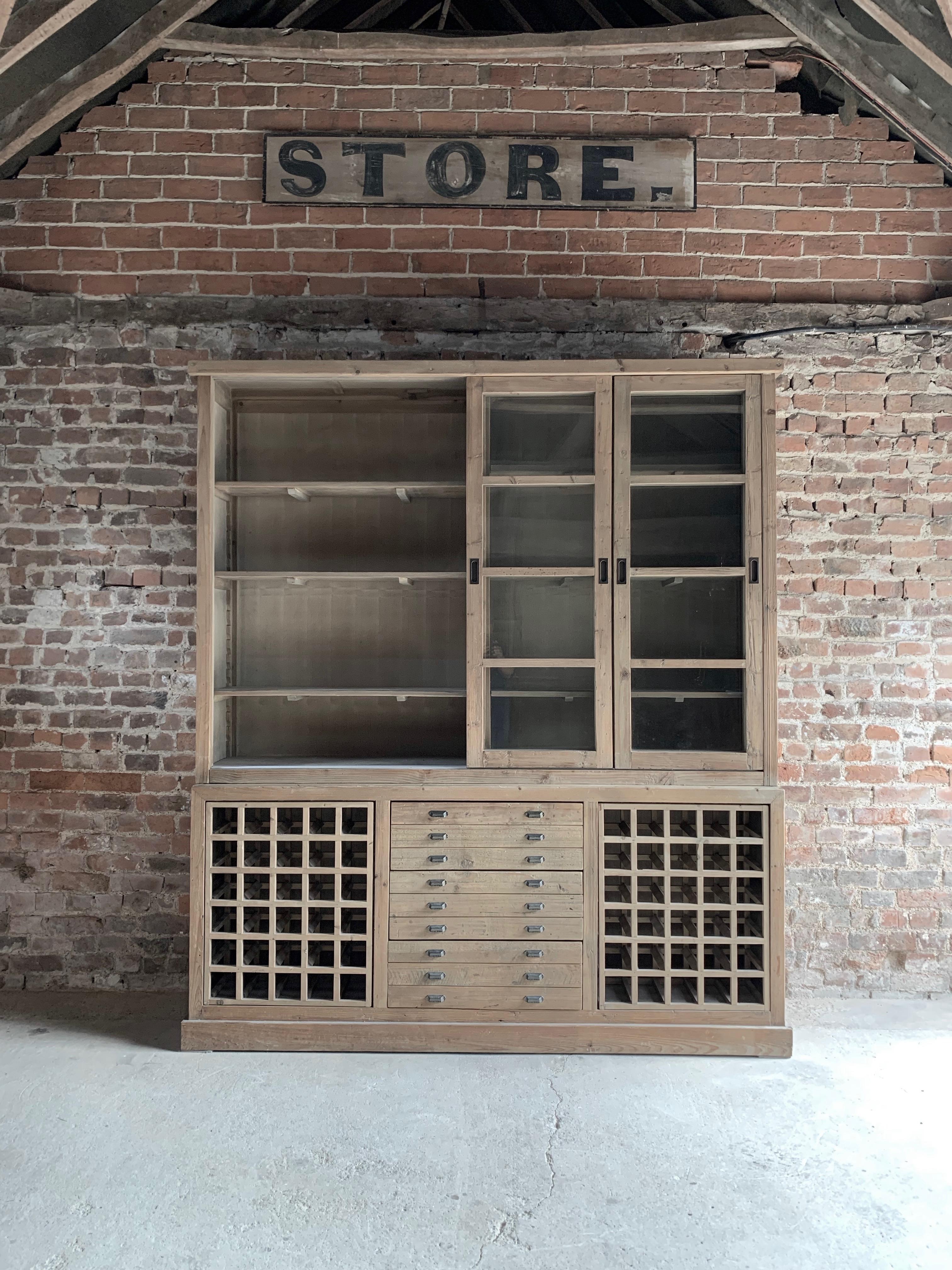 Large Haberdashery Display Cabinet Pantry Bookcase Sideboard Pine, 20th Century 3