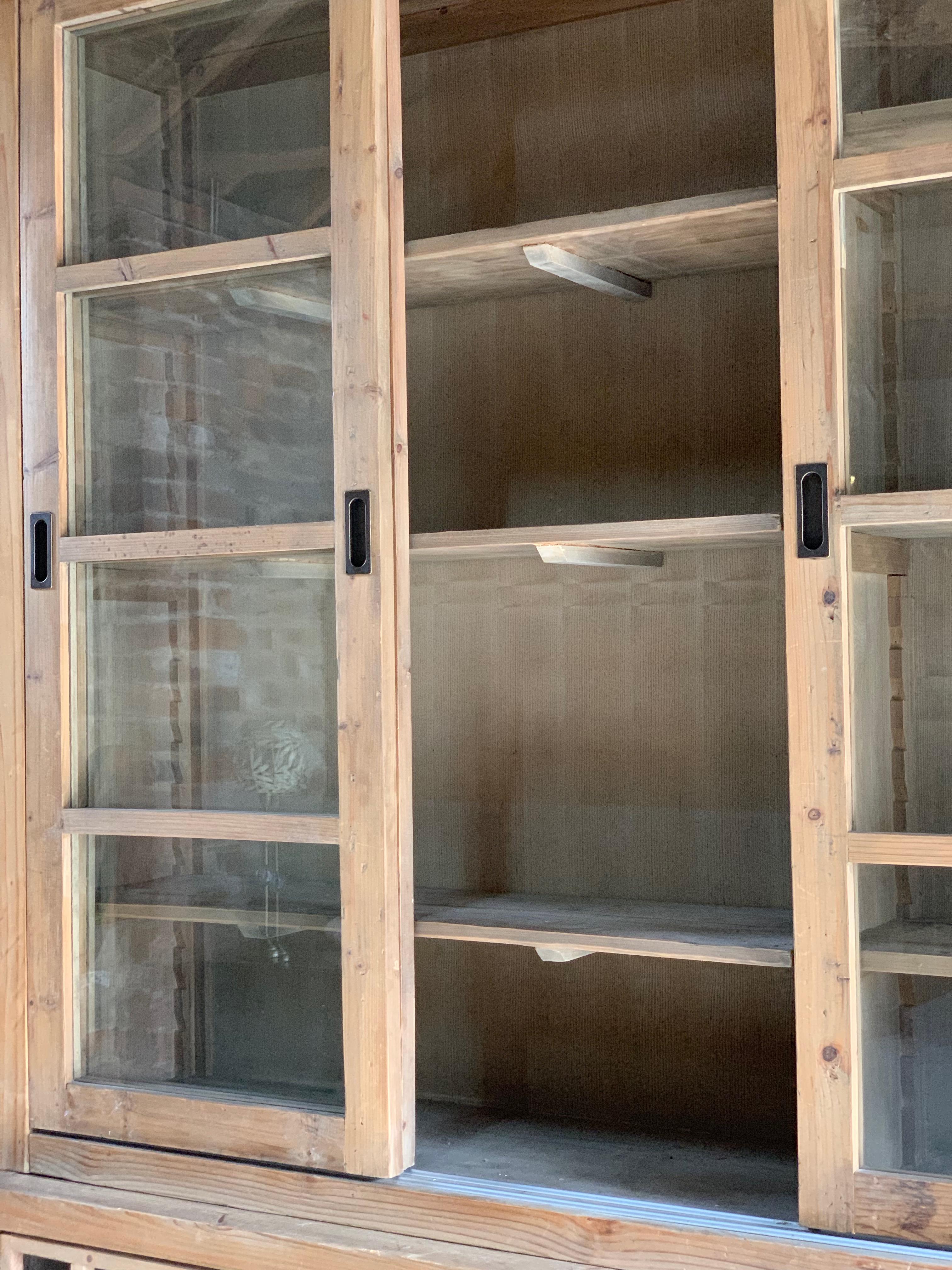 Large Haberdashery Display Cabinet Pantry Bookcase Sideboard Pine, 20th Century 5