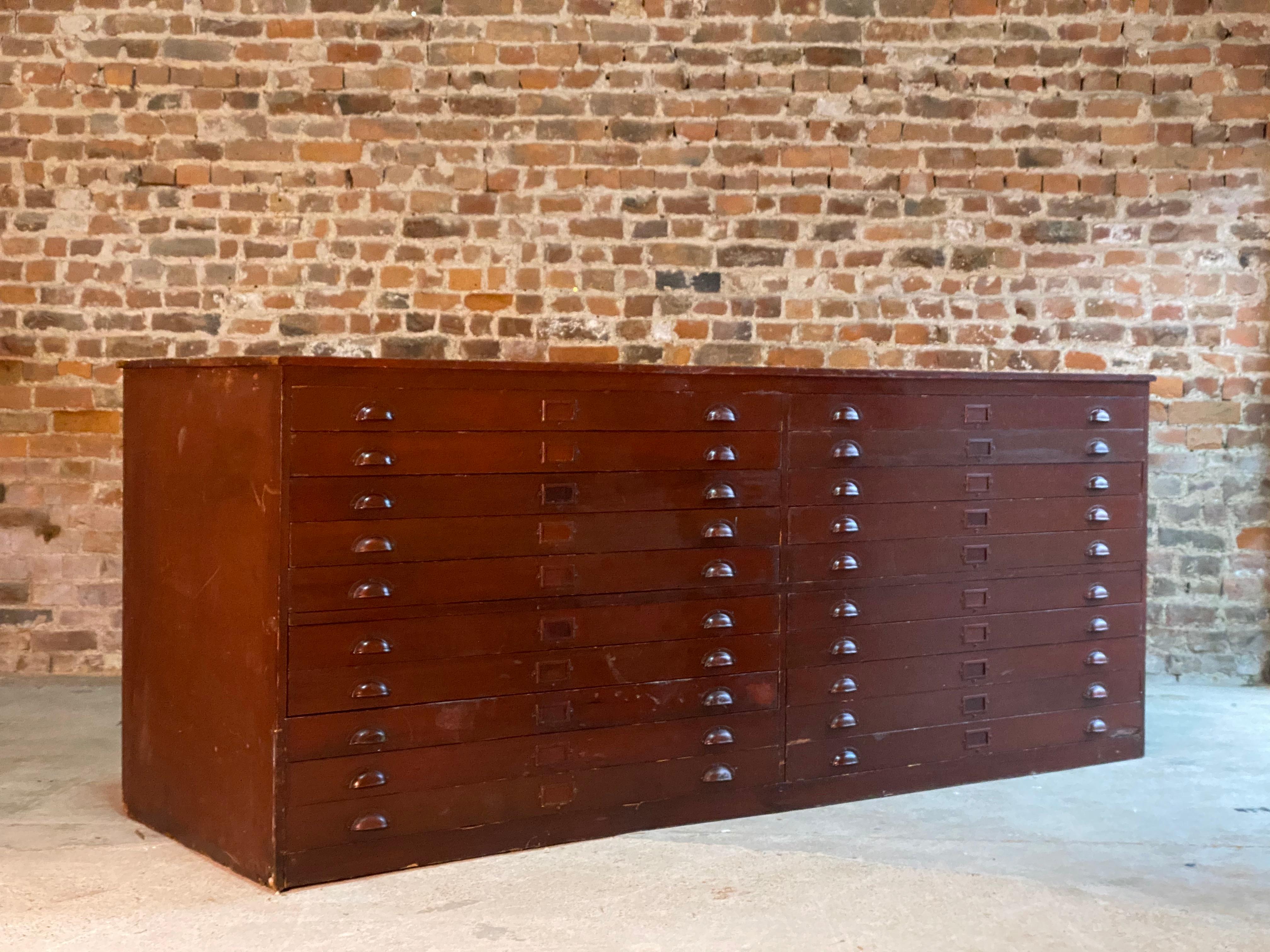 Large haberdashery industrial chest of drawers loft style, circa 1930s

This fabulous heavily distressed large Haberdashery 'Merchants' pine chest of twenty drawers circa 1930s, demonstrates beautifully the bygone industrial era perfectly, ideal