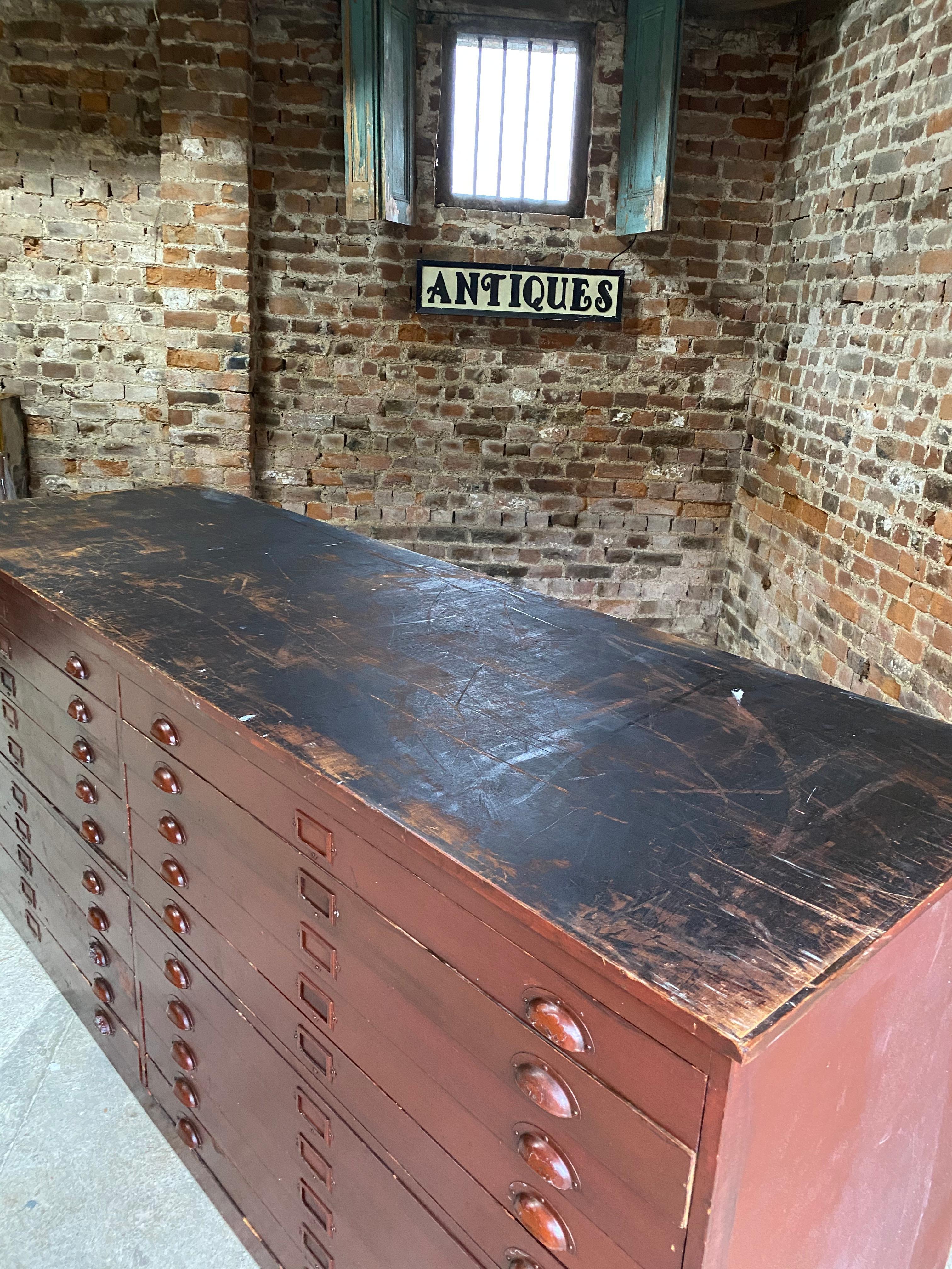 Large Haberdashery Industrial Chest of Drawers Loft Style, circa 1930s 1