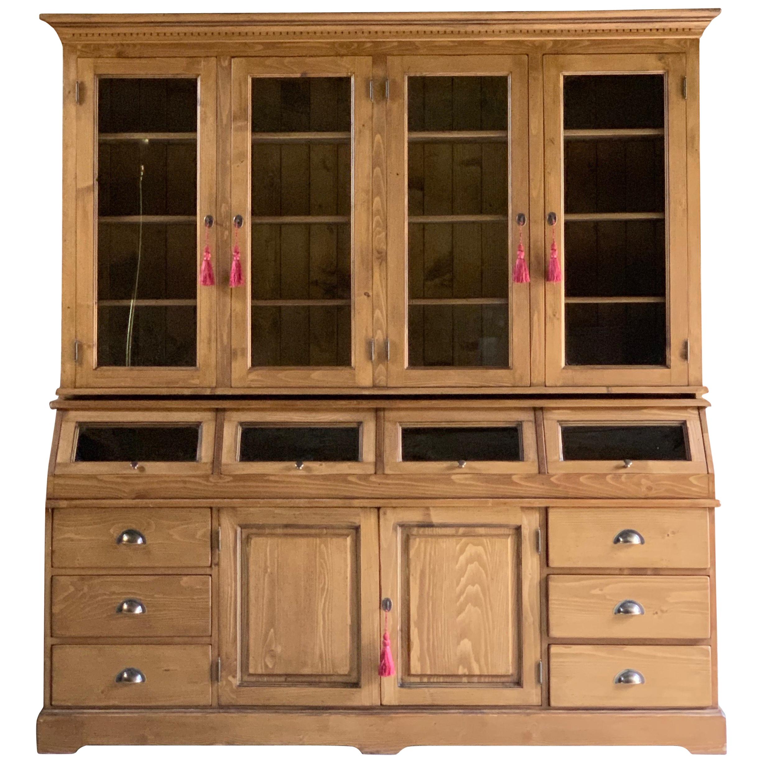 Large Haberdashery Shop Cabinet Solid Pine Apothecary, 20th Century