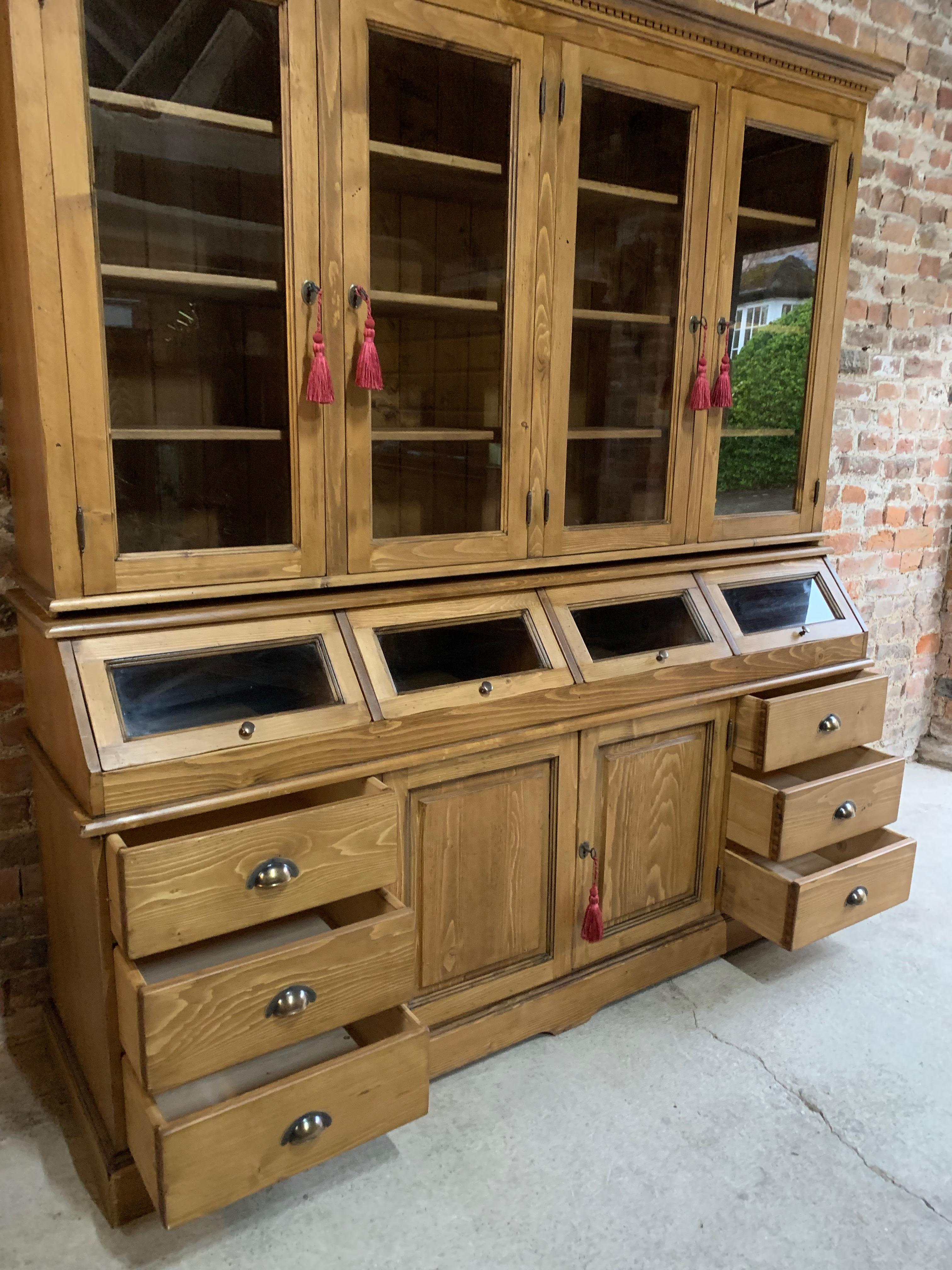 Victorian Large Haberdashery Shop Cabinet Solid Pine Apothecary, 20th Century