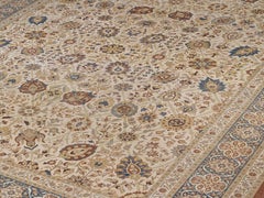 Large Hadji Jalili Style Persian Tabriz Rug in Cream and Blue