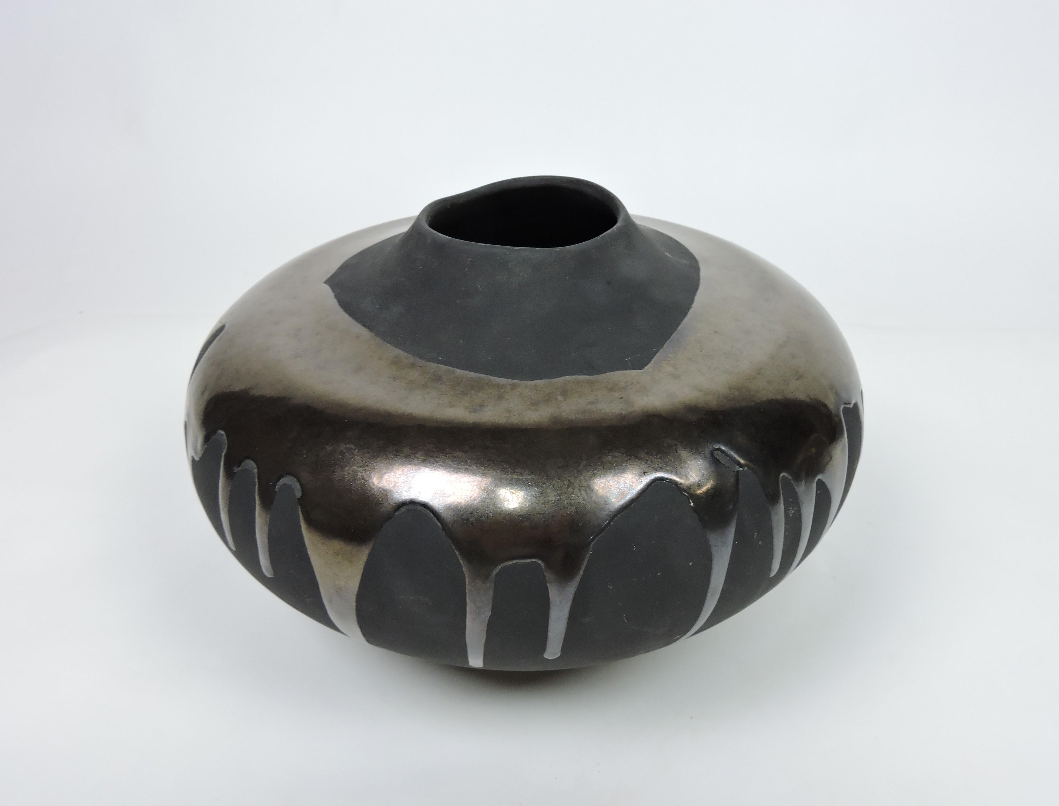 Große moderne Haeger-Keramik-Vase mit Tropfglasur-Gefäß, Raku-Kollektion (Postmoderne) im Angebot