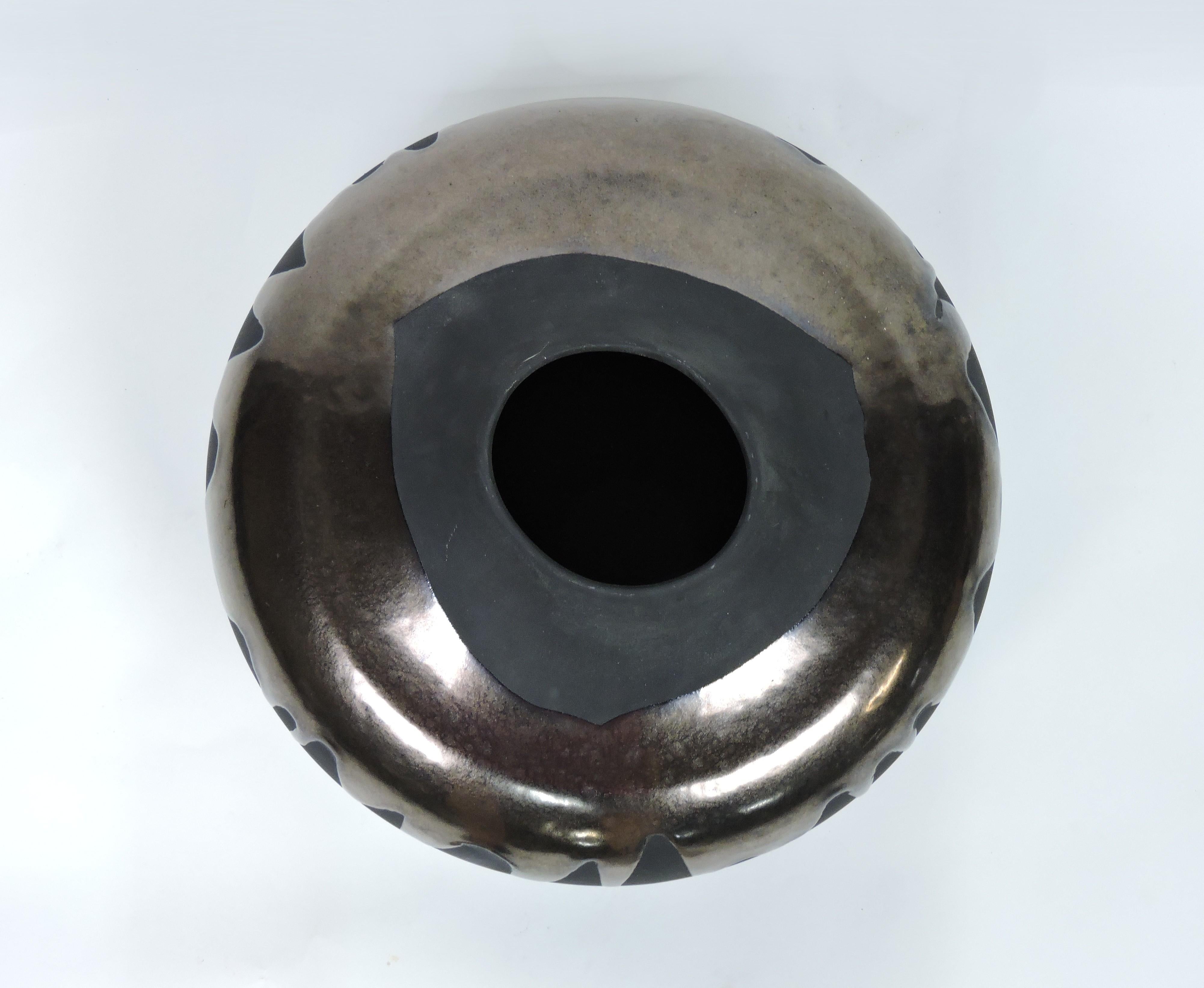 Große moderne Haeger-Keramik-Vase mit Tropfglasur-Gefäß, Raku-Kollektion (Glasiert) im Angebot