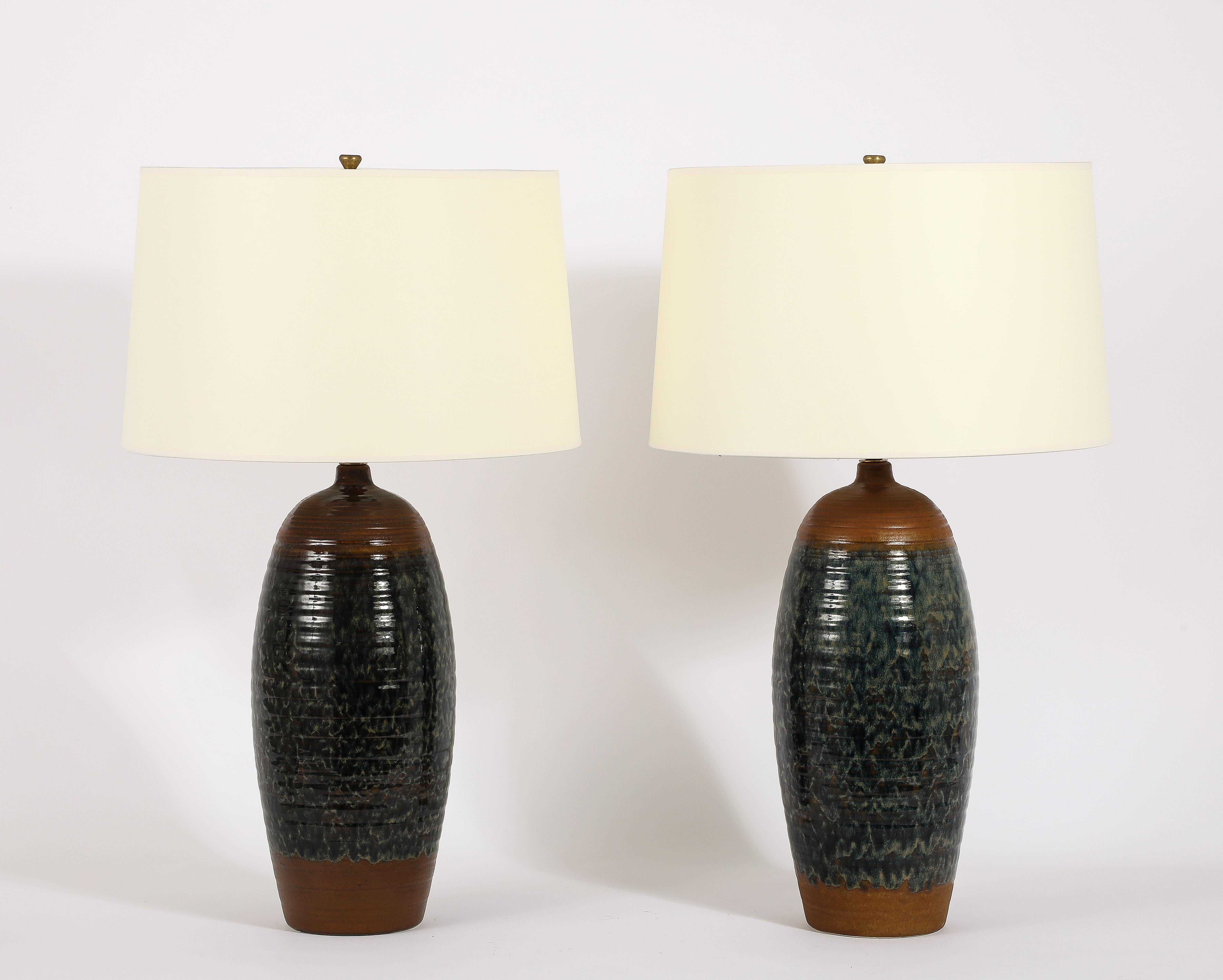 Grandi lampade da tavolo in ceramica di Haeger, USA anni '50 in vendita 9