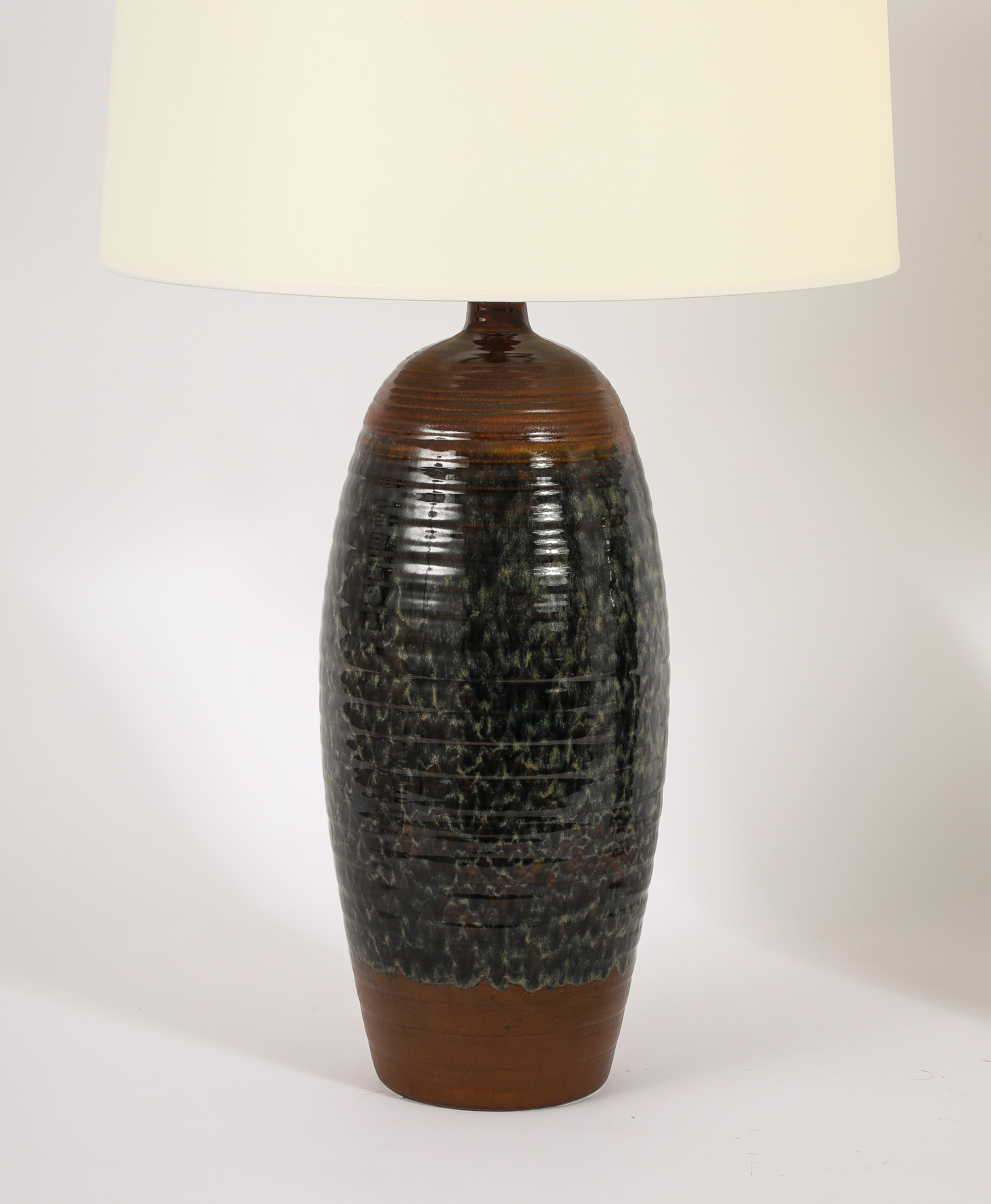 Mid-Century moderno Grandi lampade da tavolo in ceramica di Haeger, USA anni '50 in vendita