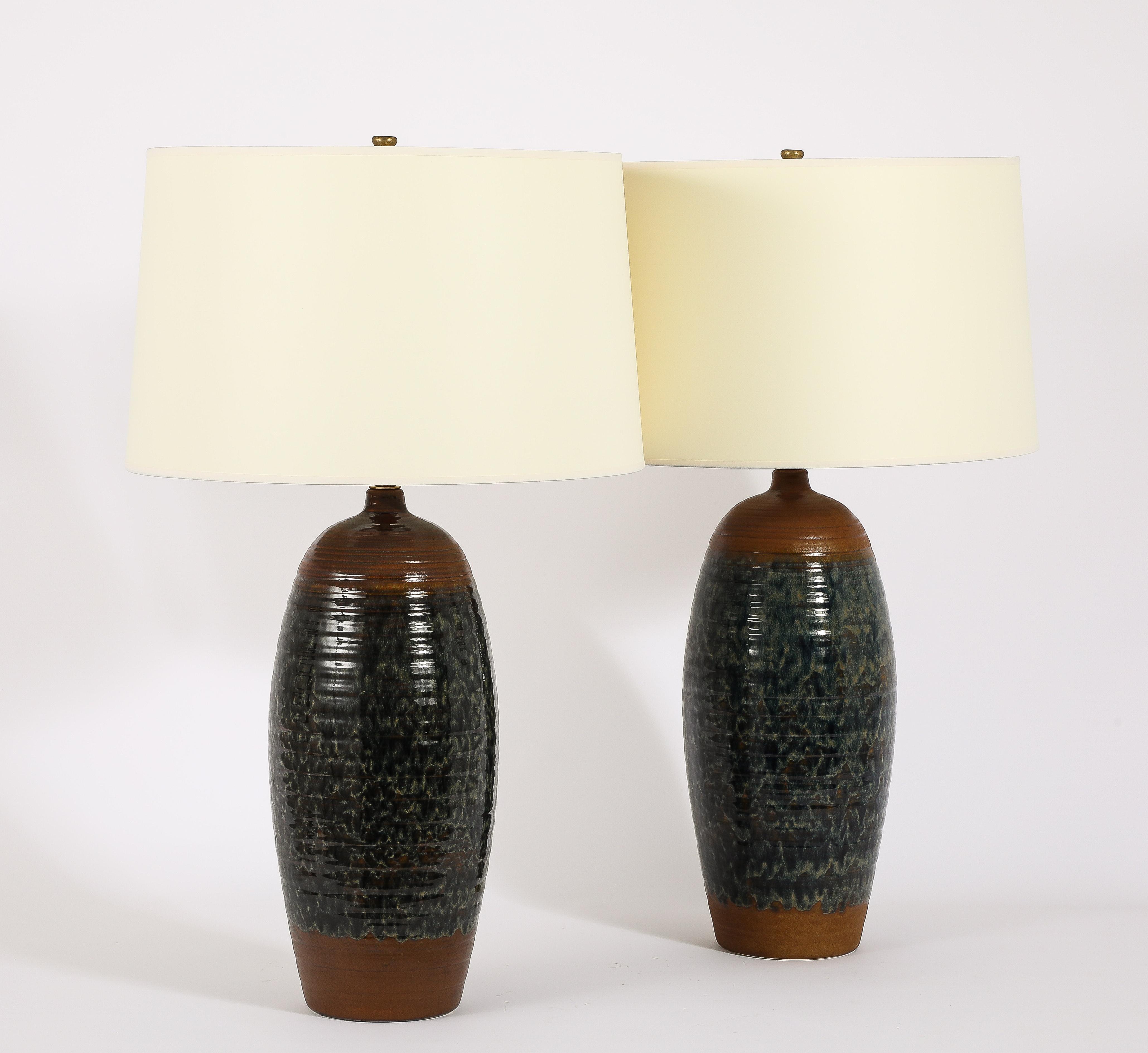 Americano Grandi lampade da tavolo in ceramica di Haeger, USA anni '50 in vendita