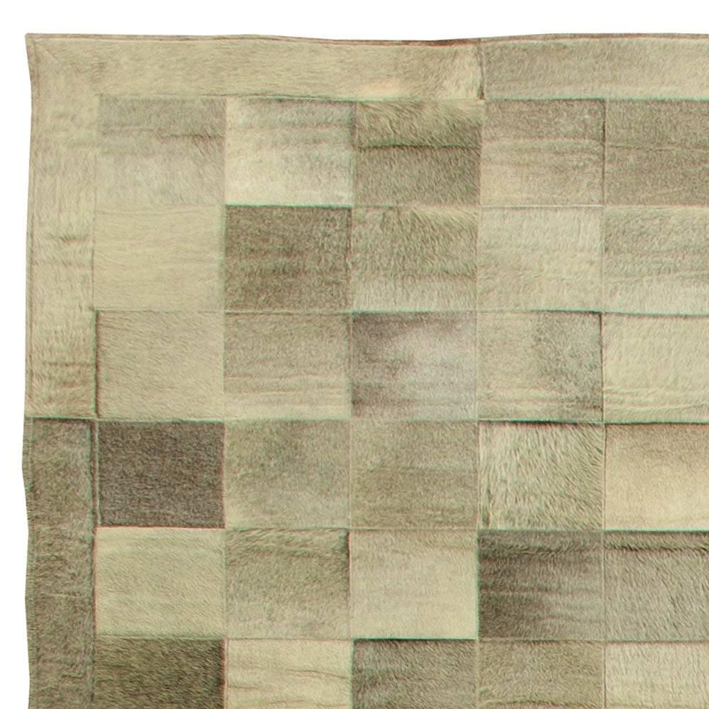 Contemporary Large Hair-on-hide Grey and Light Brown Modern Rug by Doris Leslie Blau For Sale