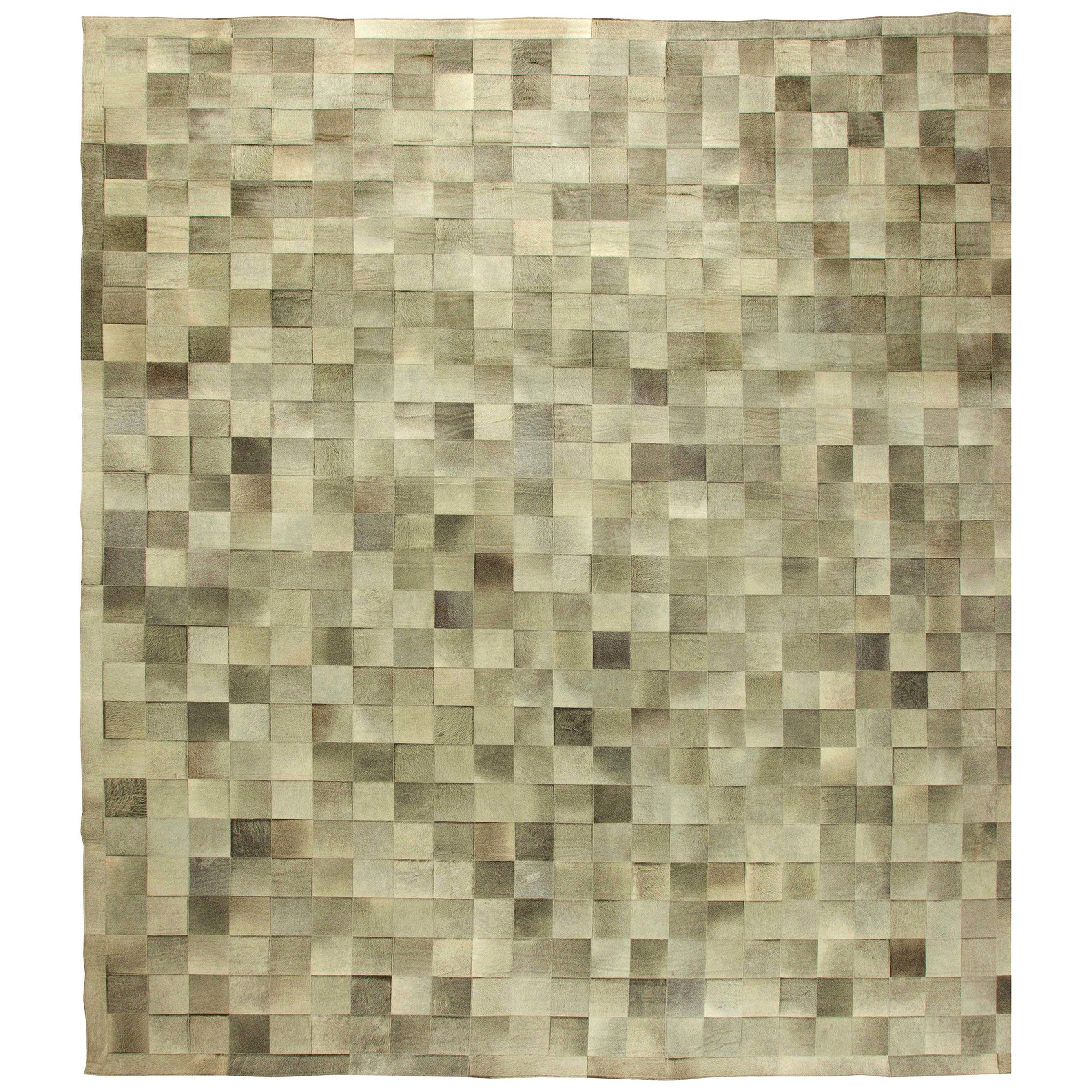 Großer grauer und hellbrauner moderner Teppich mit Haarauf-Haar von Doris Leslie Blau im Angebot