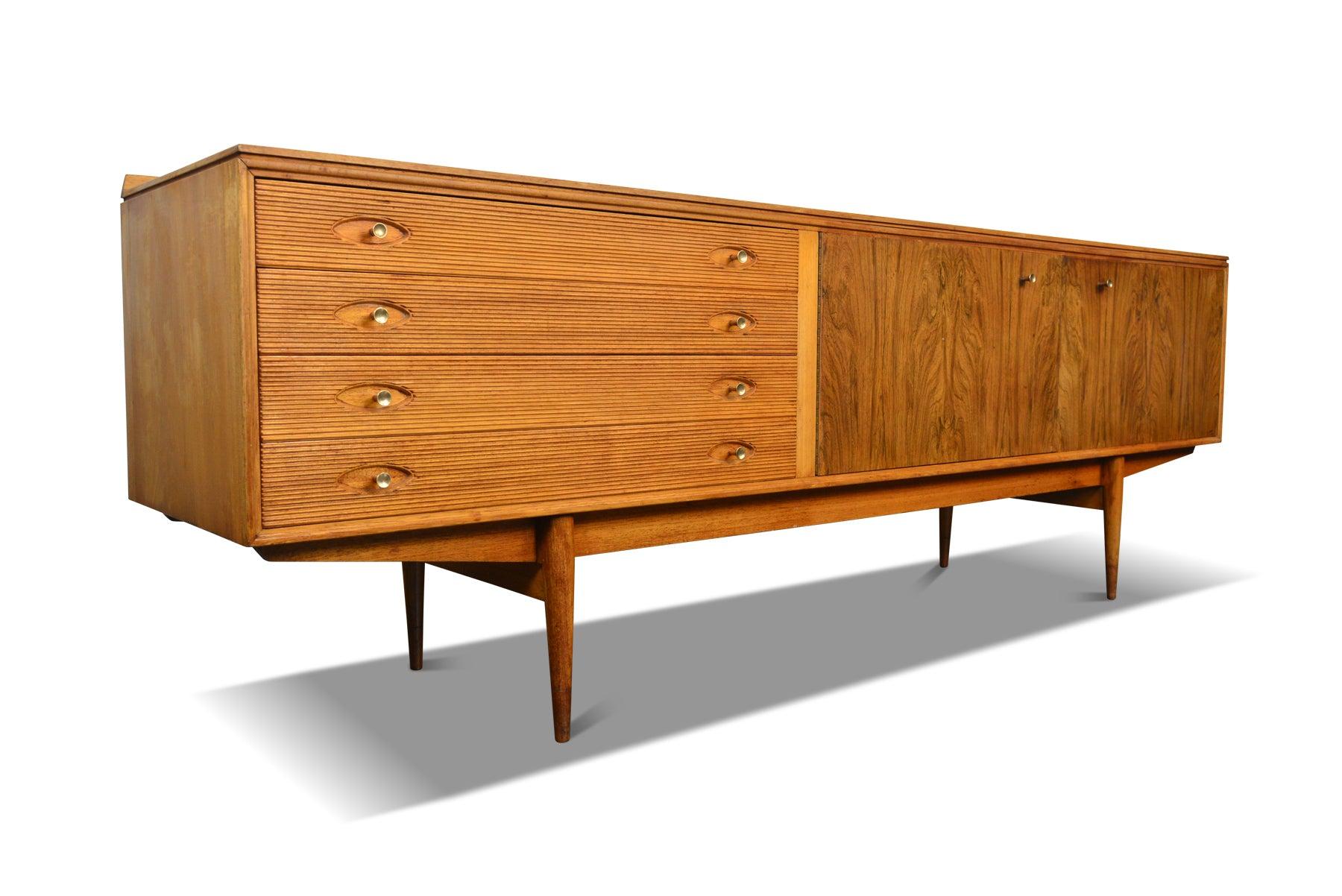 Mid-Century Modern Large Hamilton Credenza In Rosewood + Mahogany By Robert Heritage For Sale