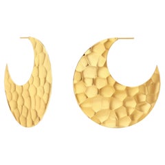 Large Hammered 14k Solid Yellow Gold Hoops