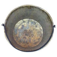 Large Hammered Brass Log / Kindling Bucket, Jardiniere, Planter, Circa 1940s