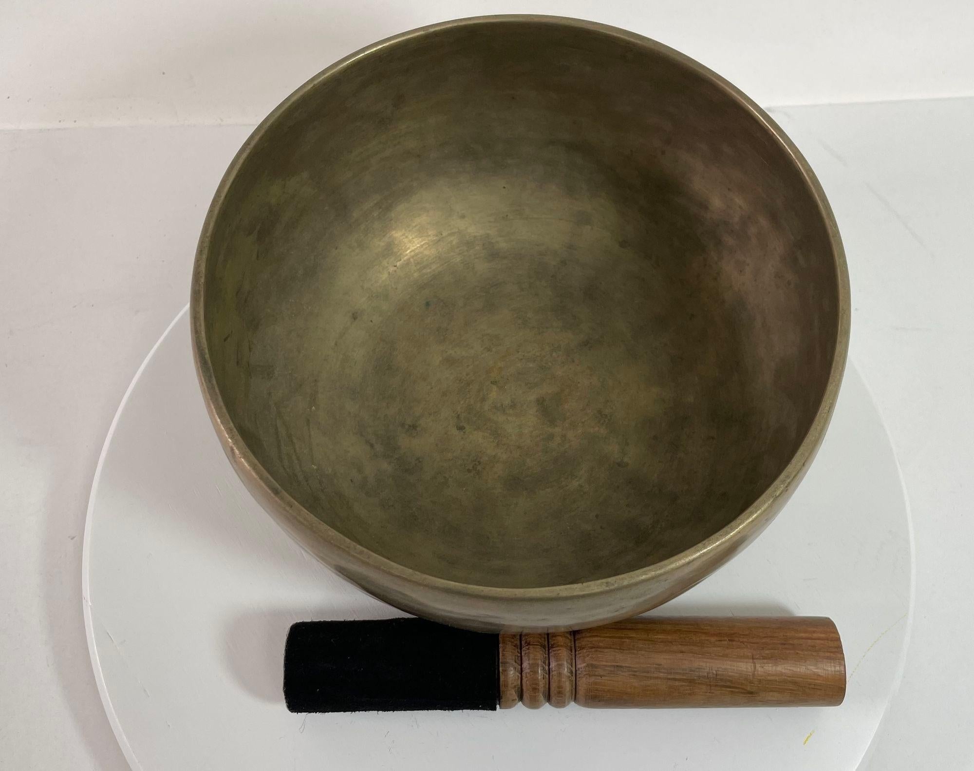 Nepalese Large Hammered Brass Singing Bowl Nepal 1950s For Sale