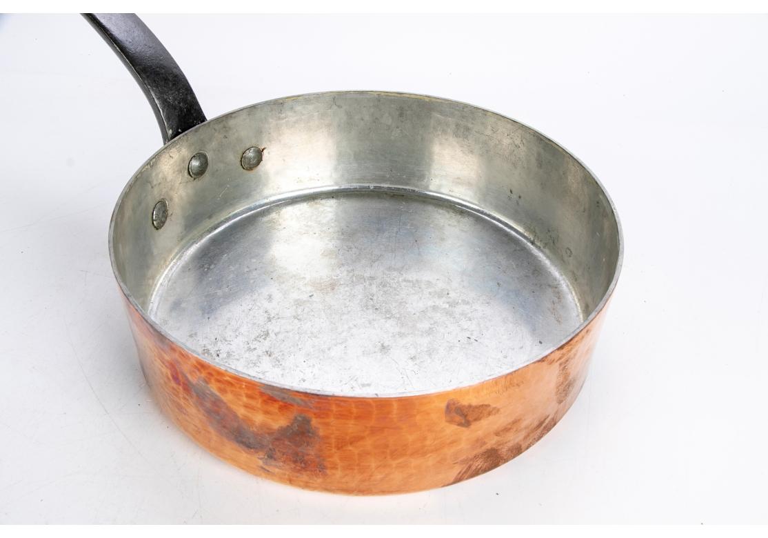Tin Large Hammered Copper Sauce Pan For Sale