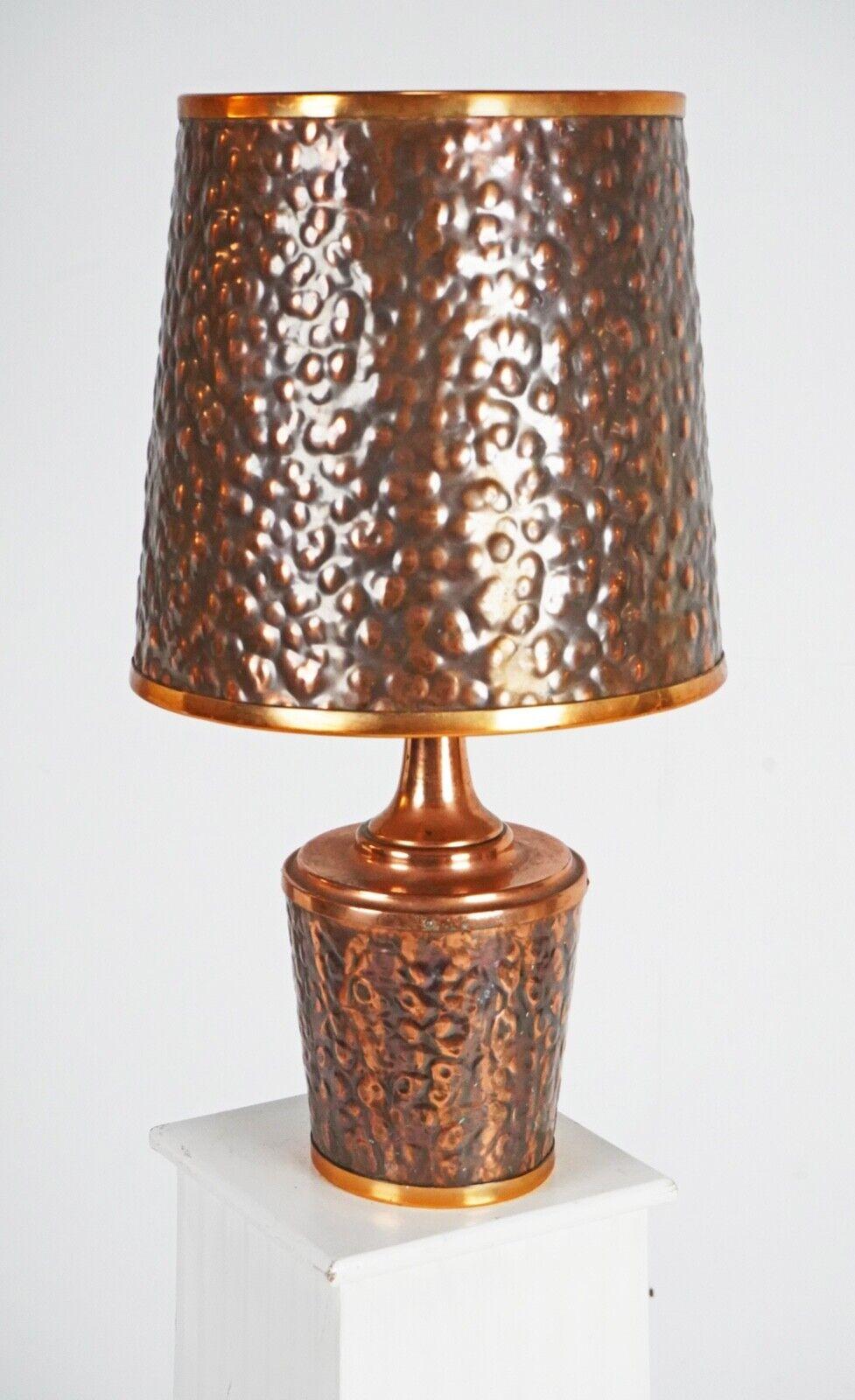 Mid-Century Modern Large Hammered Copper Zambian African Table Lamp - Mid Century - Beaten Shade