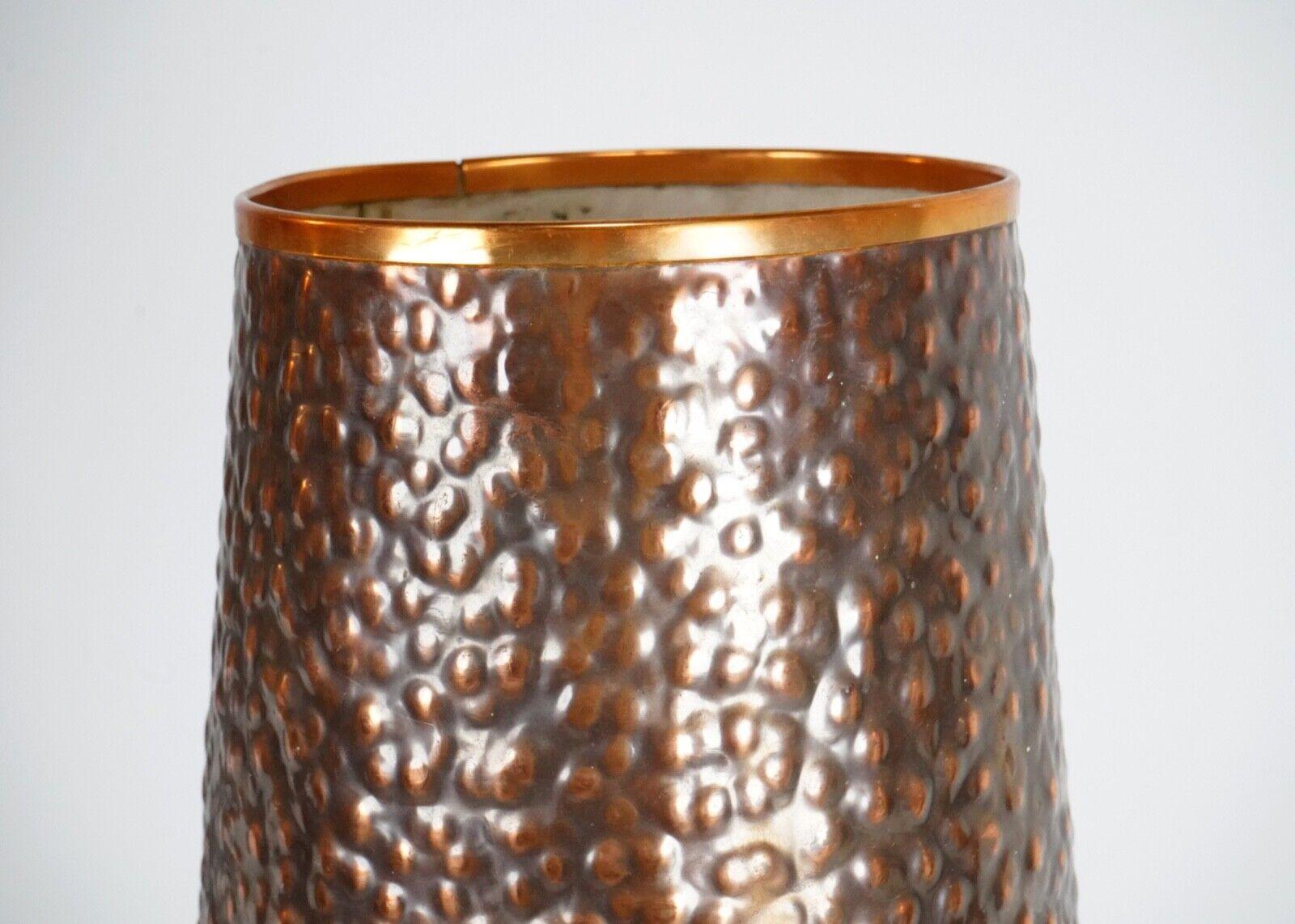 Large Hammered Copper Zambian African Table Lamp - Mid Century - Beaten Shade 2
