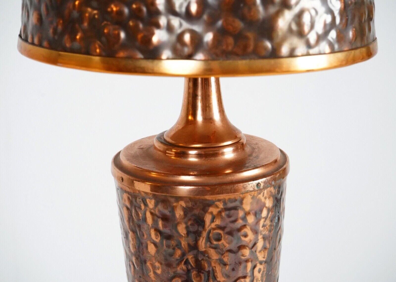 Large Hammered Copper Zambian African Table Lamp - Mid Century - Beaten Shade 3