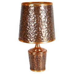 Large Hammered Copper Zambian African Table Lamp - Mid Century - Beaten Shade