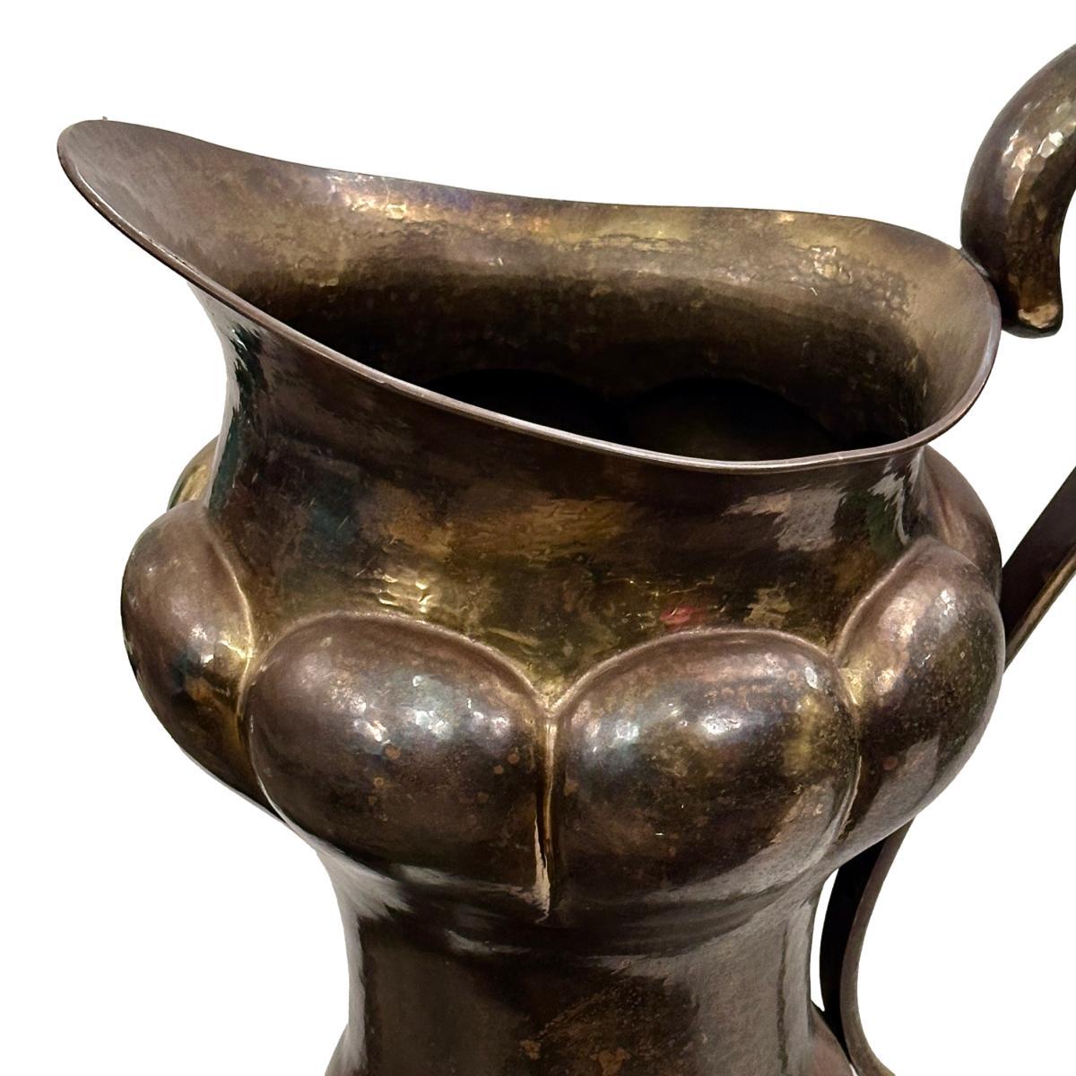Italian Large Hammered Ewer Vase For Sale