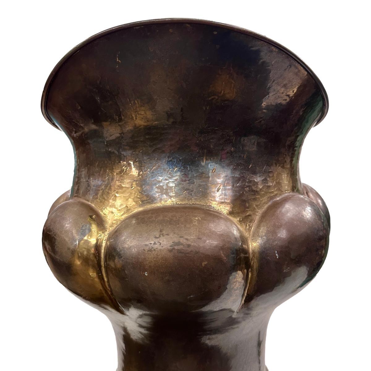 Large Hammered Ewer Vase In Good Condition For Sale In New York, NY