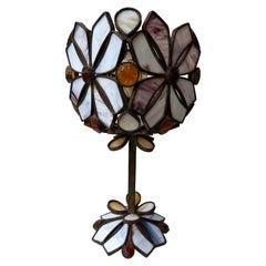 Grande lampada a fiore in vetro martellato e ferro battuto di Longobard, Italia, anni '70