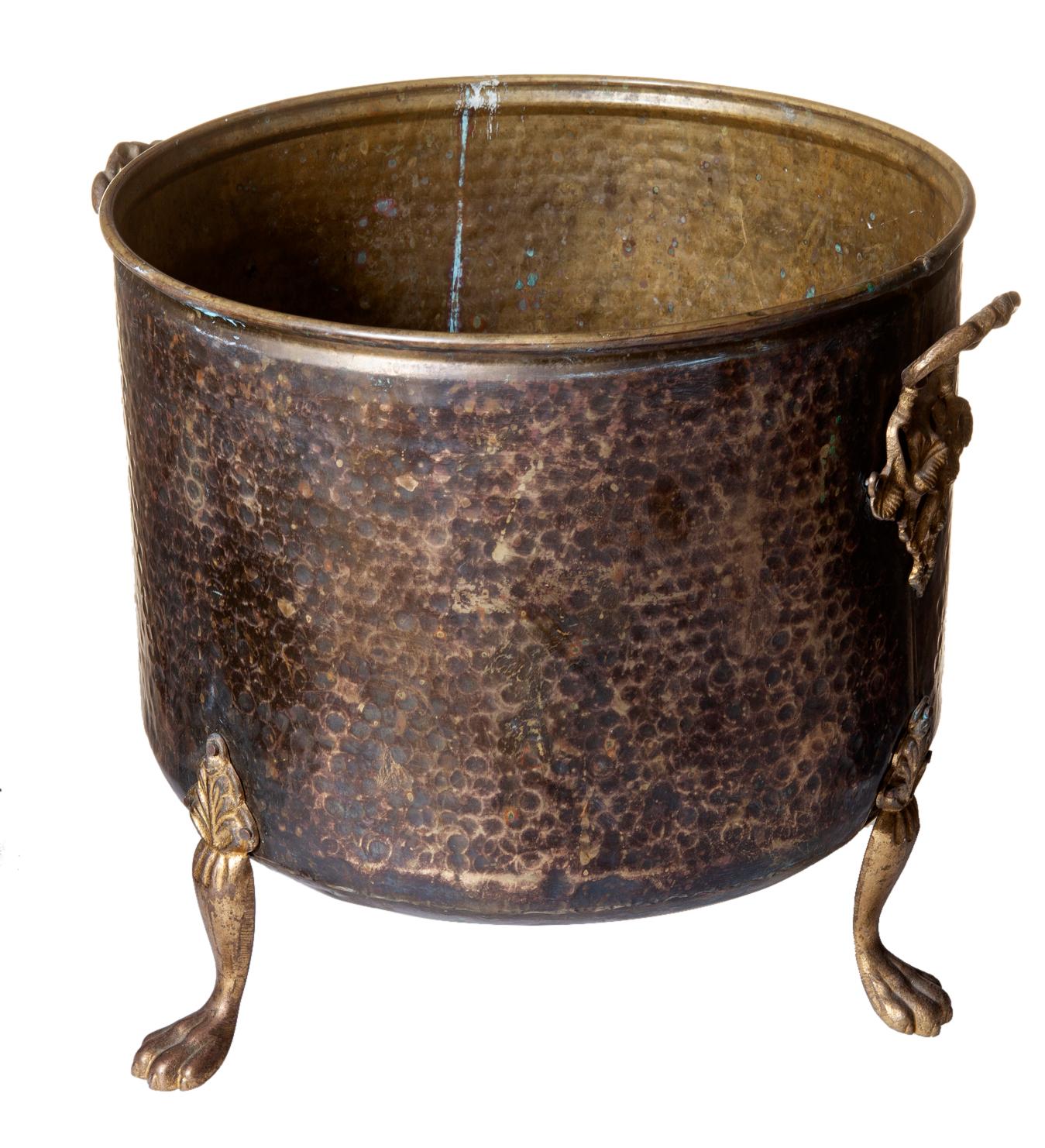 hammered brass planter