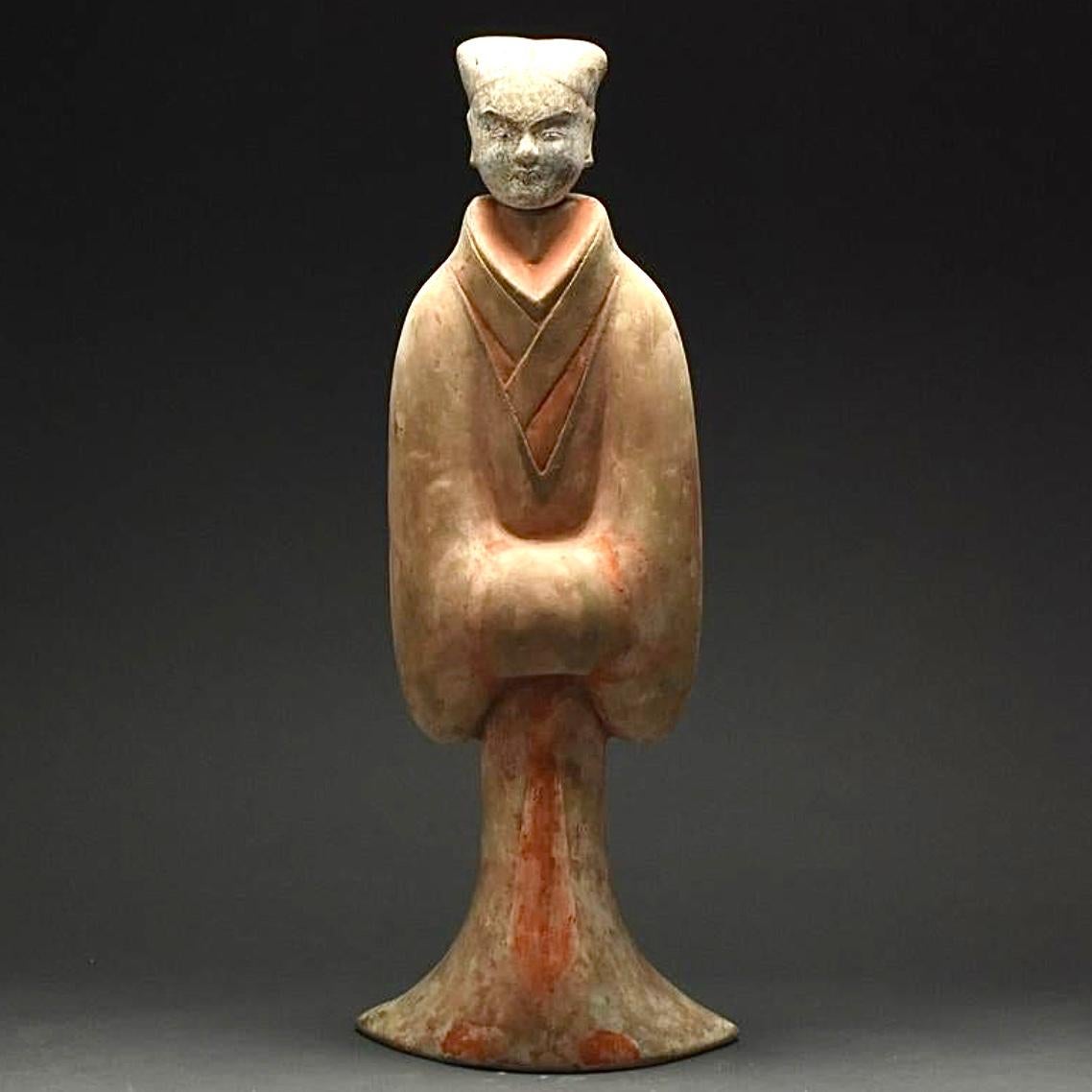 Grande figurine de dame de cour en terre cuite de la dynastie Han testée TL en vente 3