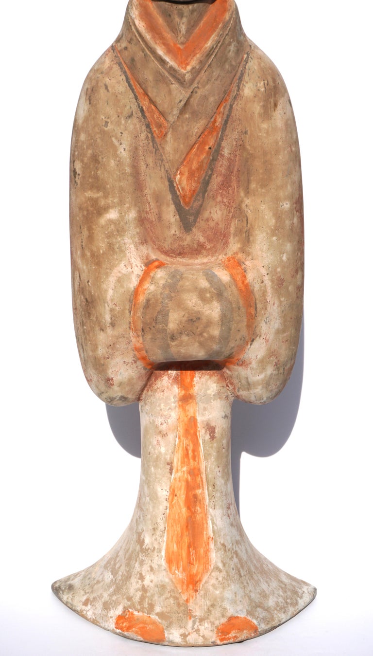 Large Han Dynasty Terracotta Court Lady Figure TL Tested For Sale at