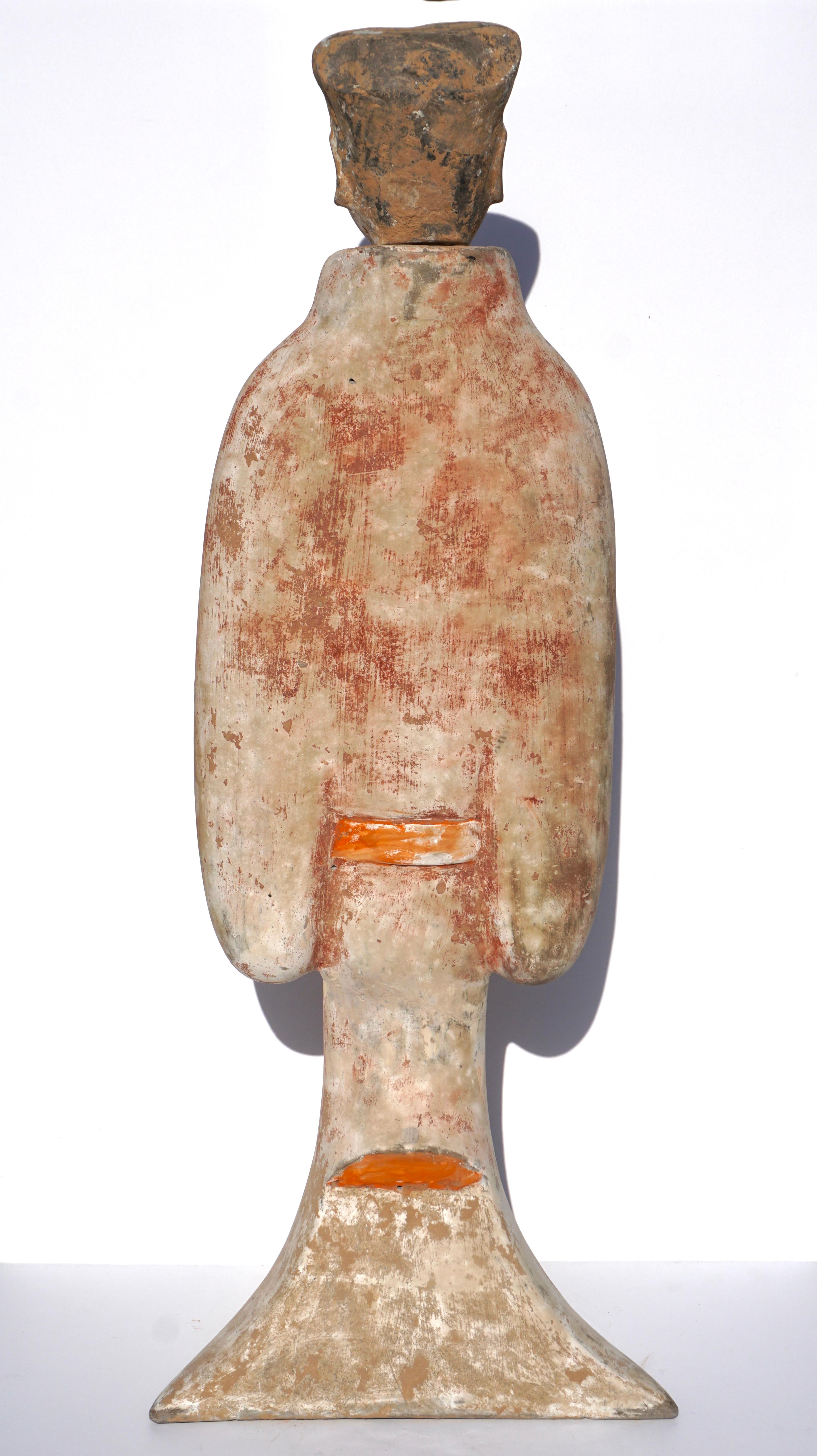 Grande figurine de dame de cour en terre cuite de la dynastie Han testée TL Bon état - En vente à Dallas, TX
