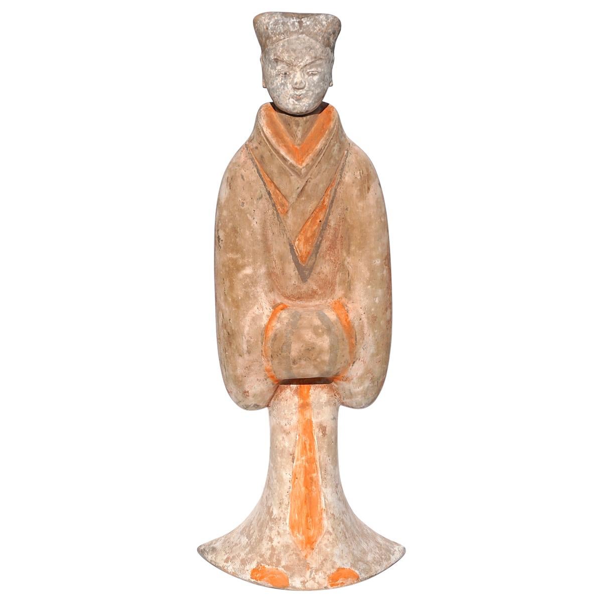 Gran figura de dama de la corte de terracota de la dinastía Han TL Testado
