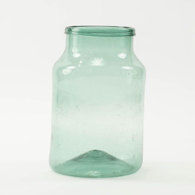 Large Hand Blown Antique Glass Jar For Sale at 1stDibs
