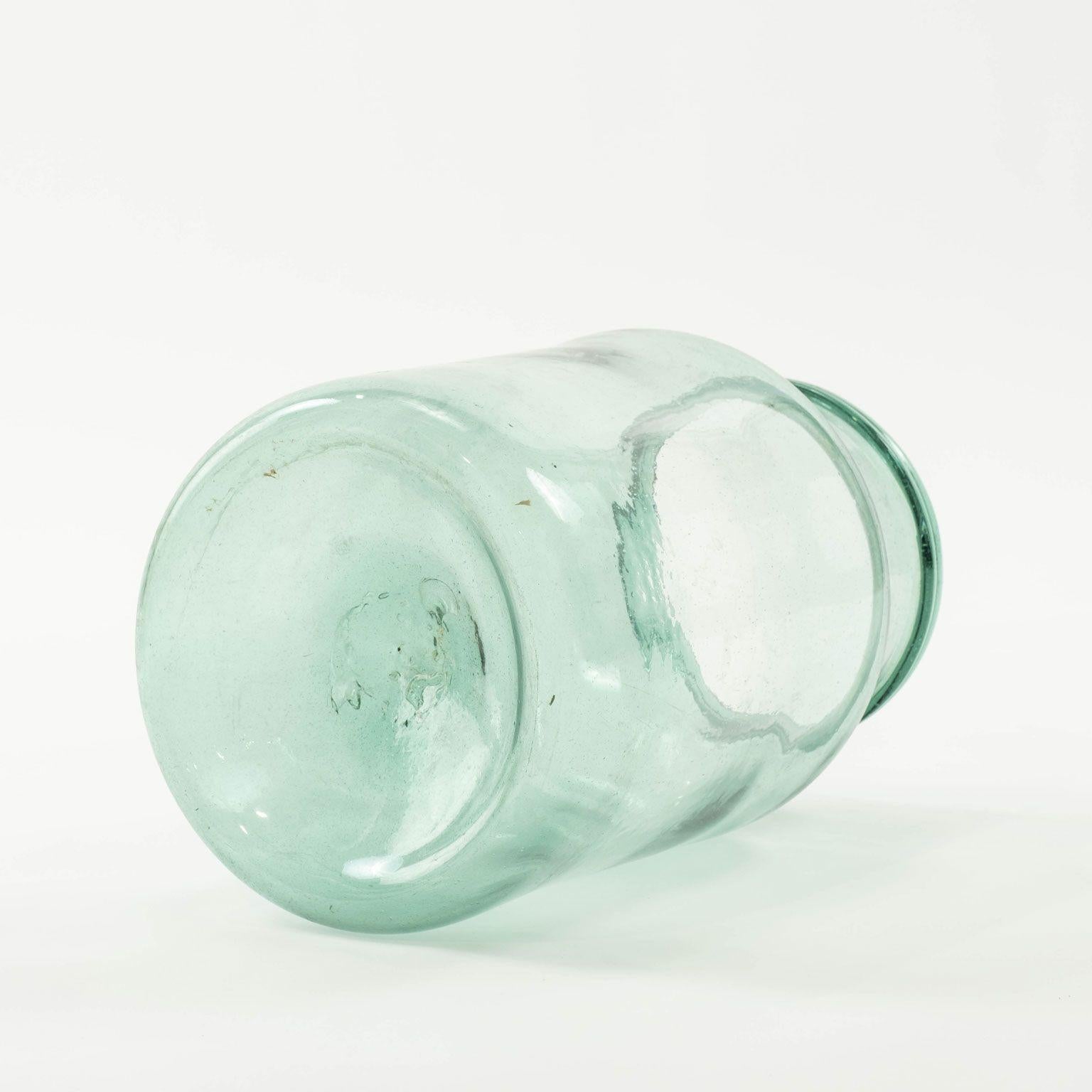 Blown Glass Large Hand Blown Antique Glass Jar For Sale