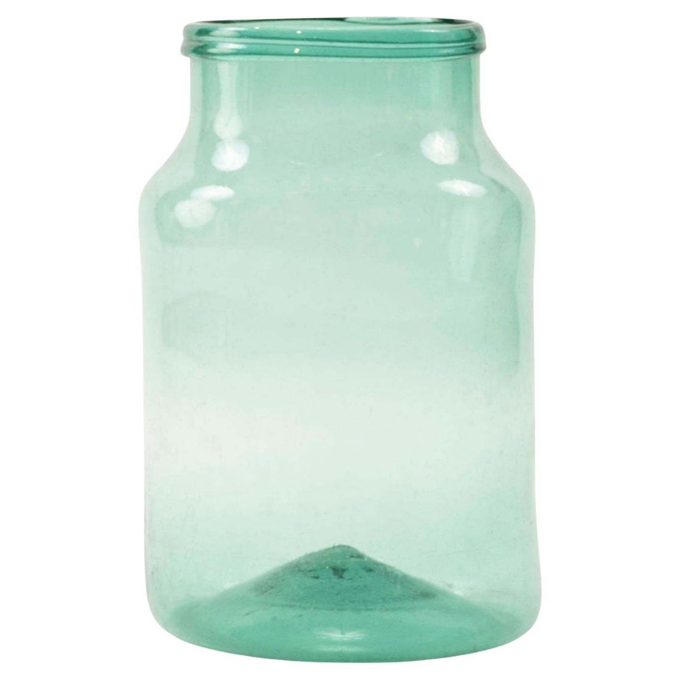 Large Hand Blown Antique Glass Jar For Sale