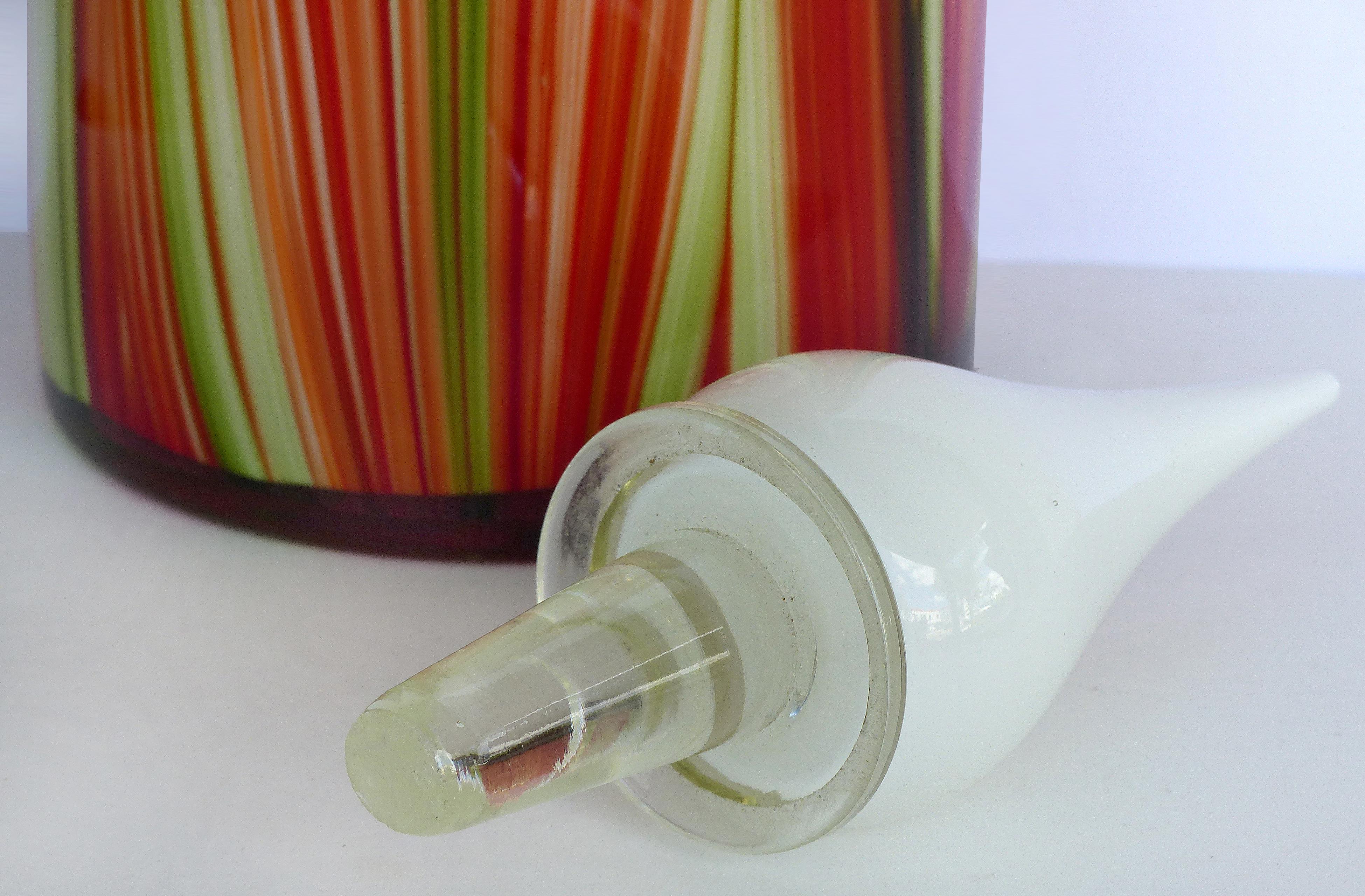 Modern Large Hand Blown Glass Bottle with Stopper For Sale