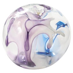 Large Hand Blown Glass Orb Sculpture by Peter Bramhall Dated August 1988