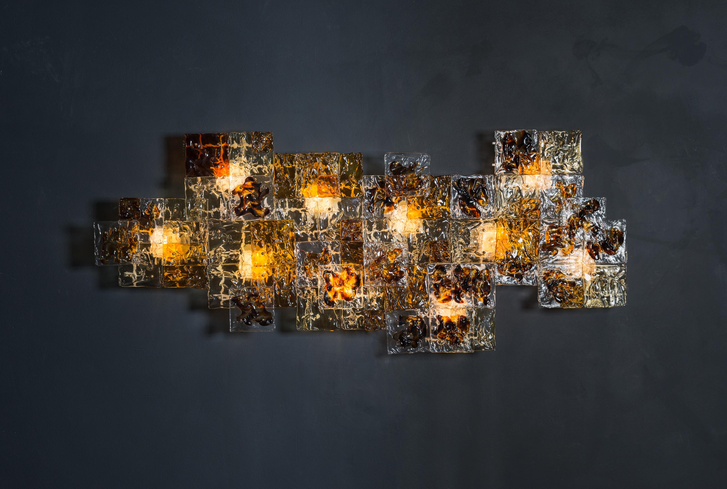 Italian Large Hand-Blown Glass Patchwork Wall Sconce by Toni Zuccheri for Venini, 1970s For Sale