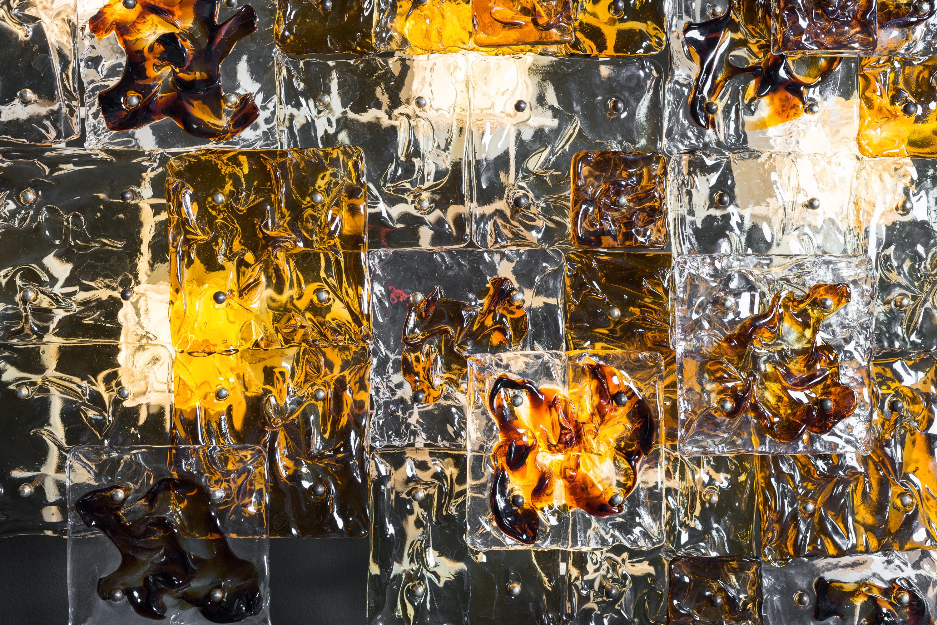 Large Hand-Blown Glass Patchwork Wall Sconce by Toni Zuccheri for Venini, 1970s For Sale 1