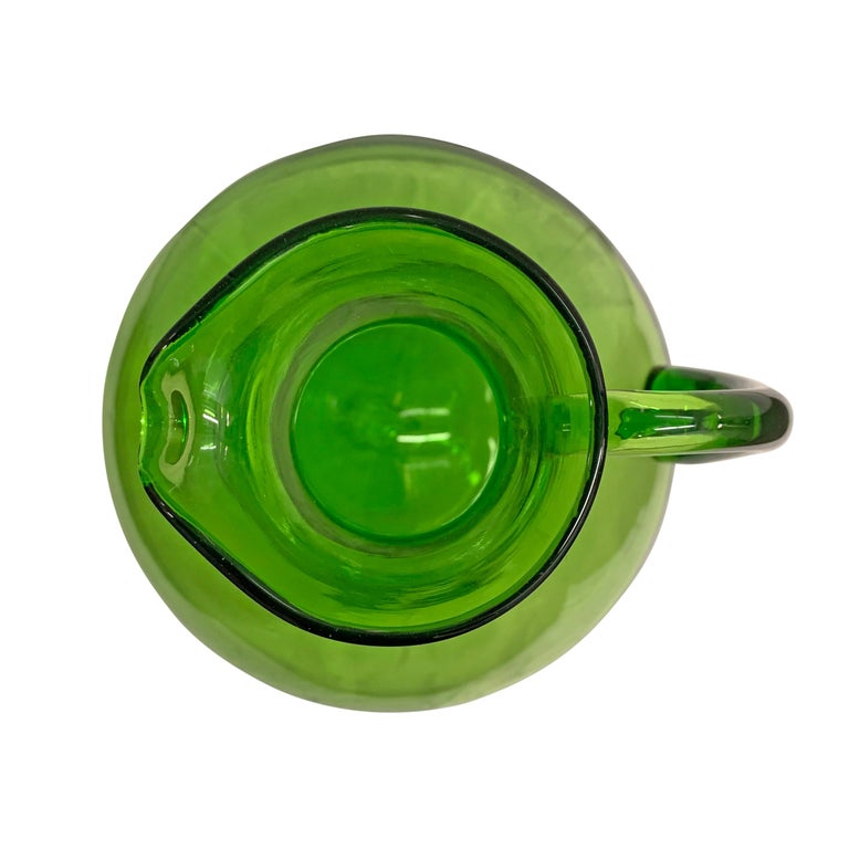 9-1/4 Hand-Blown Green Thick Glass 85-oz. Beverage Pitcher