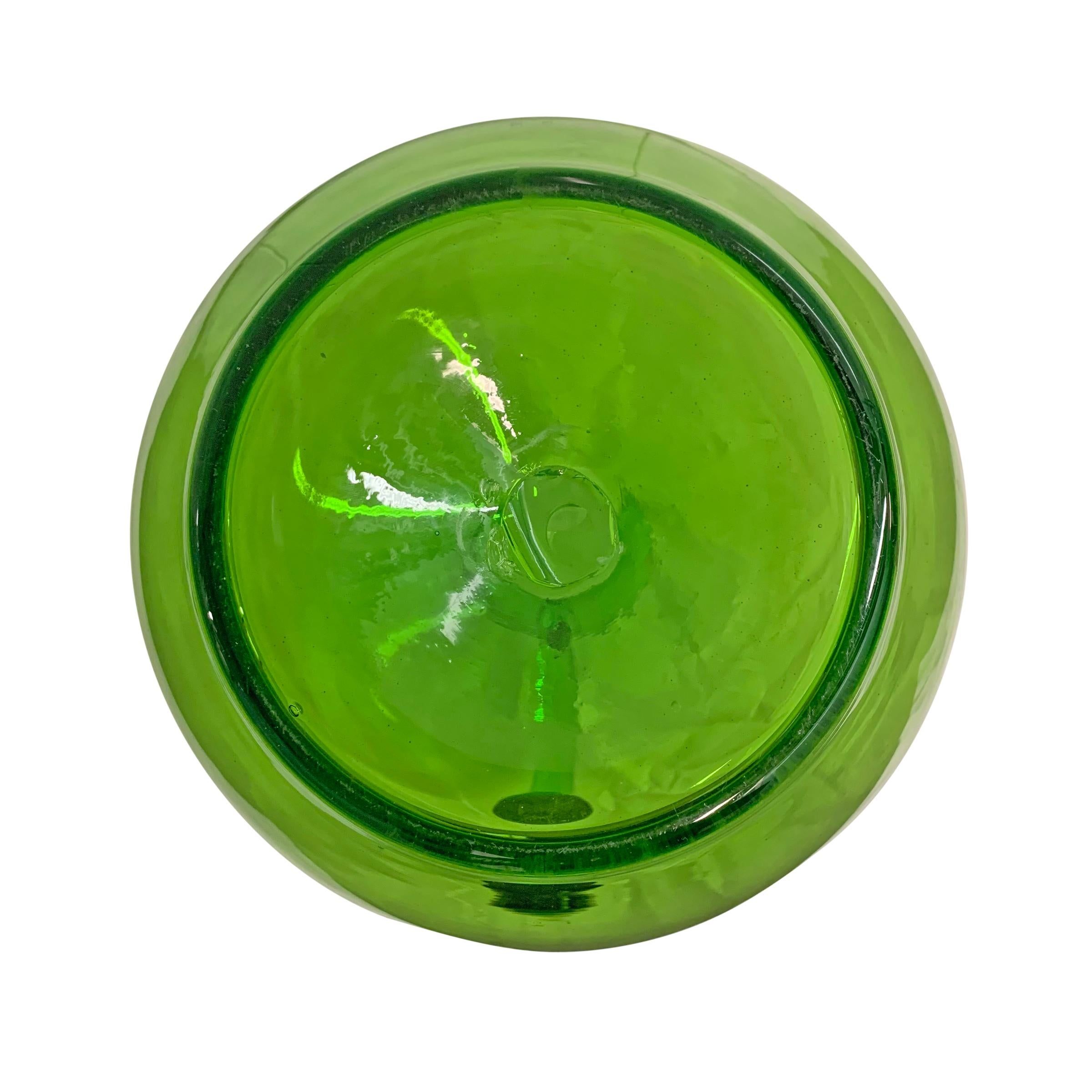 Large Hand Blown Green Glass Pitcher 2