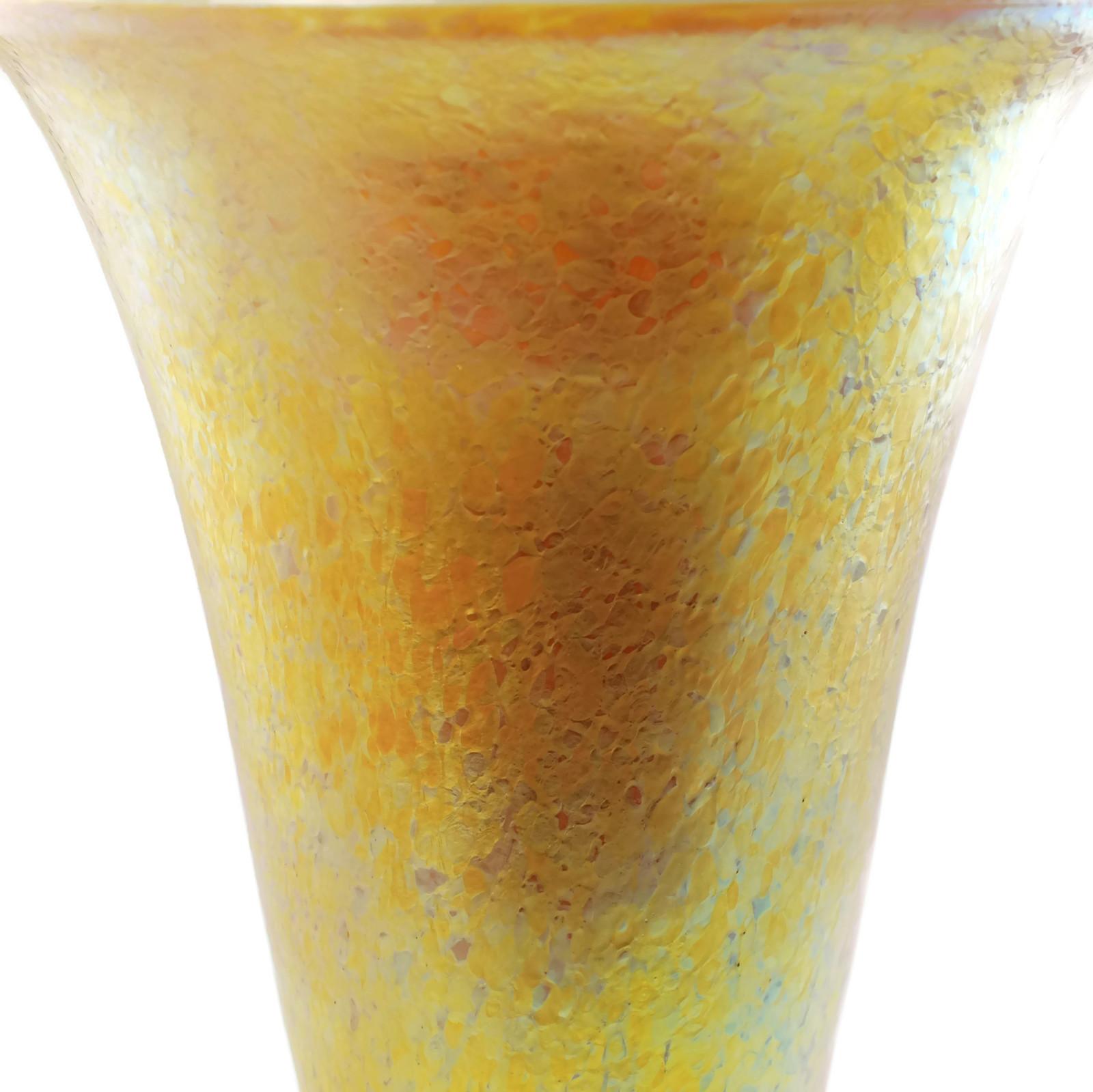 American Large Hand Blown Lundberg Studios Gold Iridescent Doré Art Glass Vase